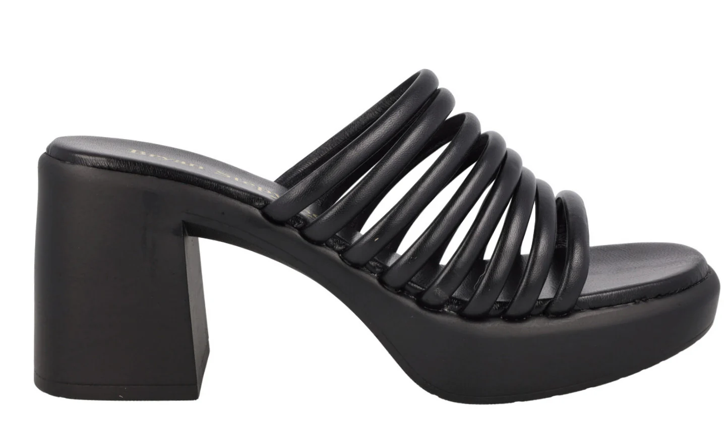 Sandalias de tiras negras de piel y plataforma Gina - Image 2