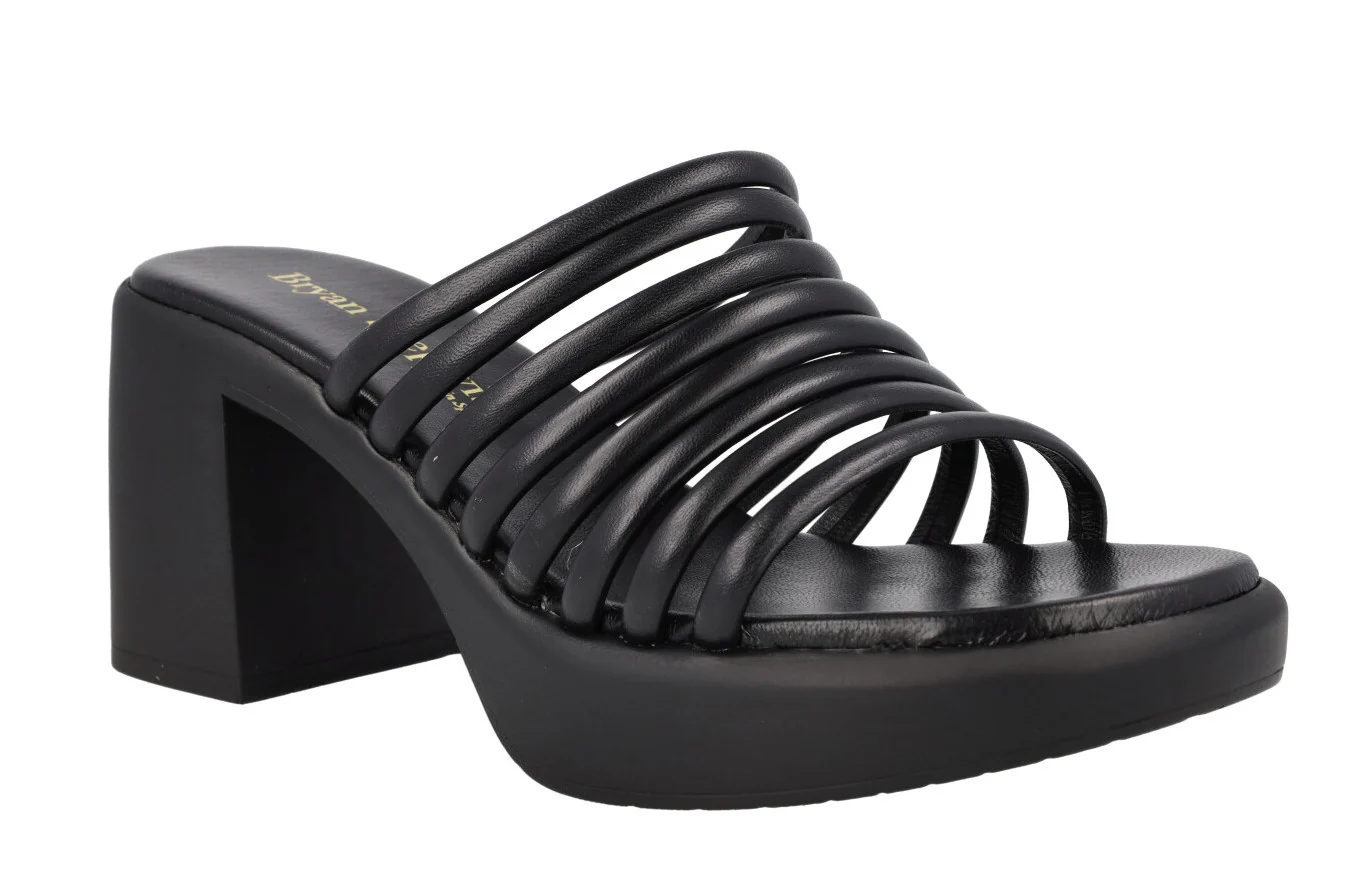 Sandalias de tiras negras de piel y plataforma Gina - Image 3