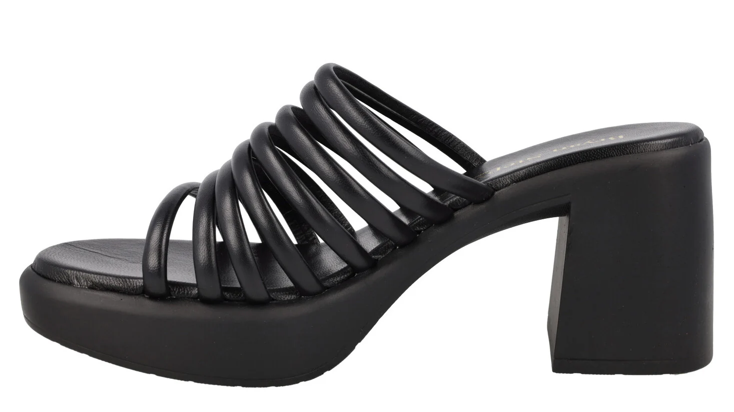 Sandalias de tiras negras de piel y plataforma Gina - Image 4