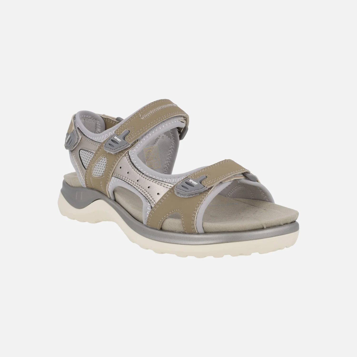 Sandalias deportivas con velcros en combinado taupe y metalizado - Image 2