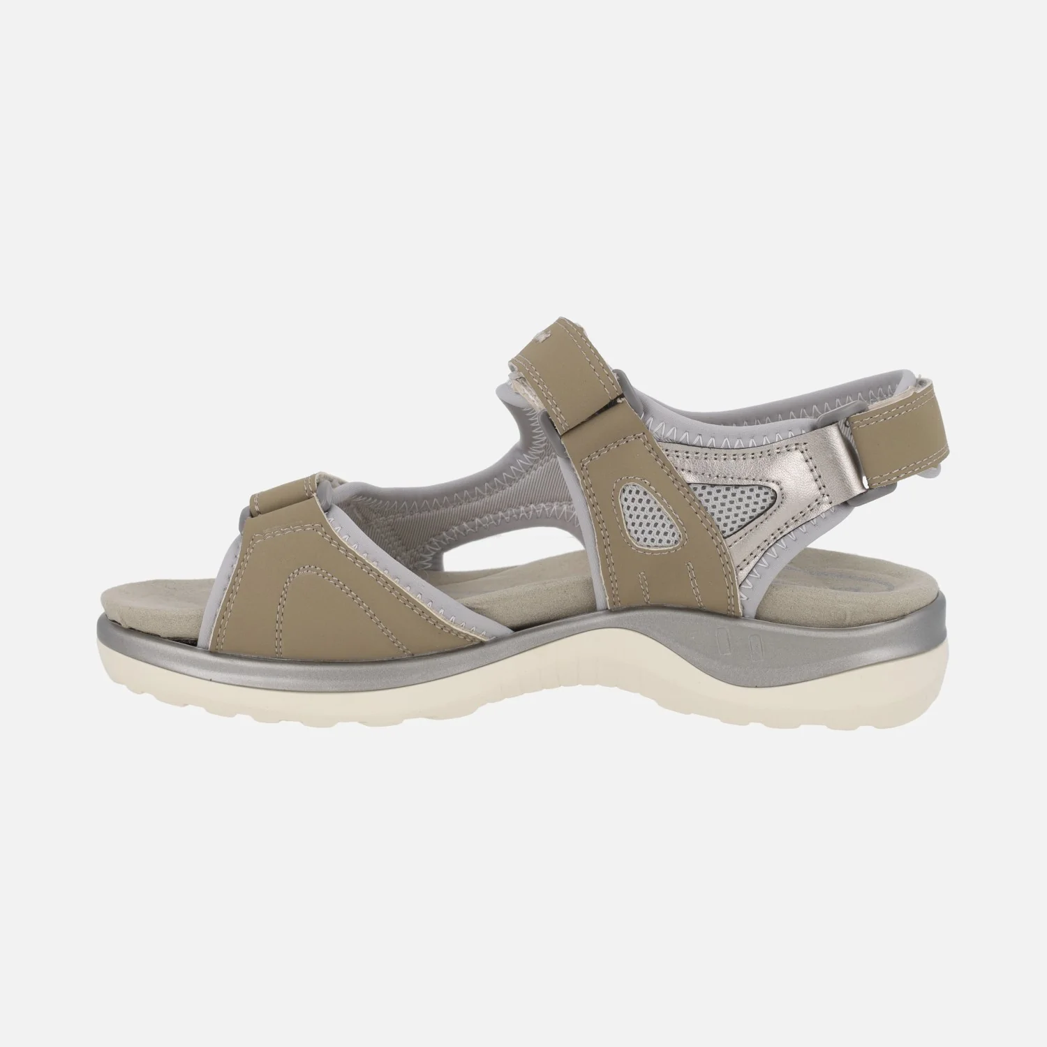 Sandalias deportivas con velcros en combinado taupe y metalizado - Image 3
