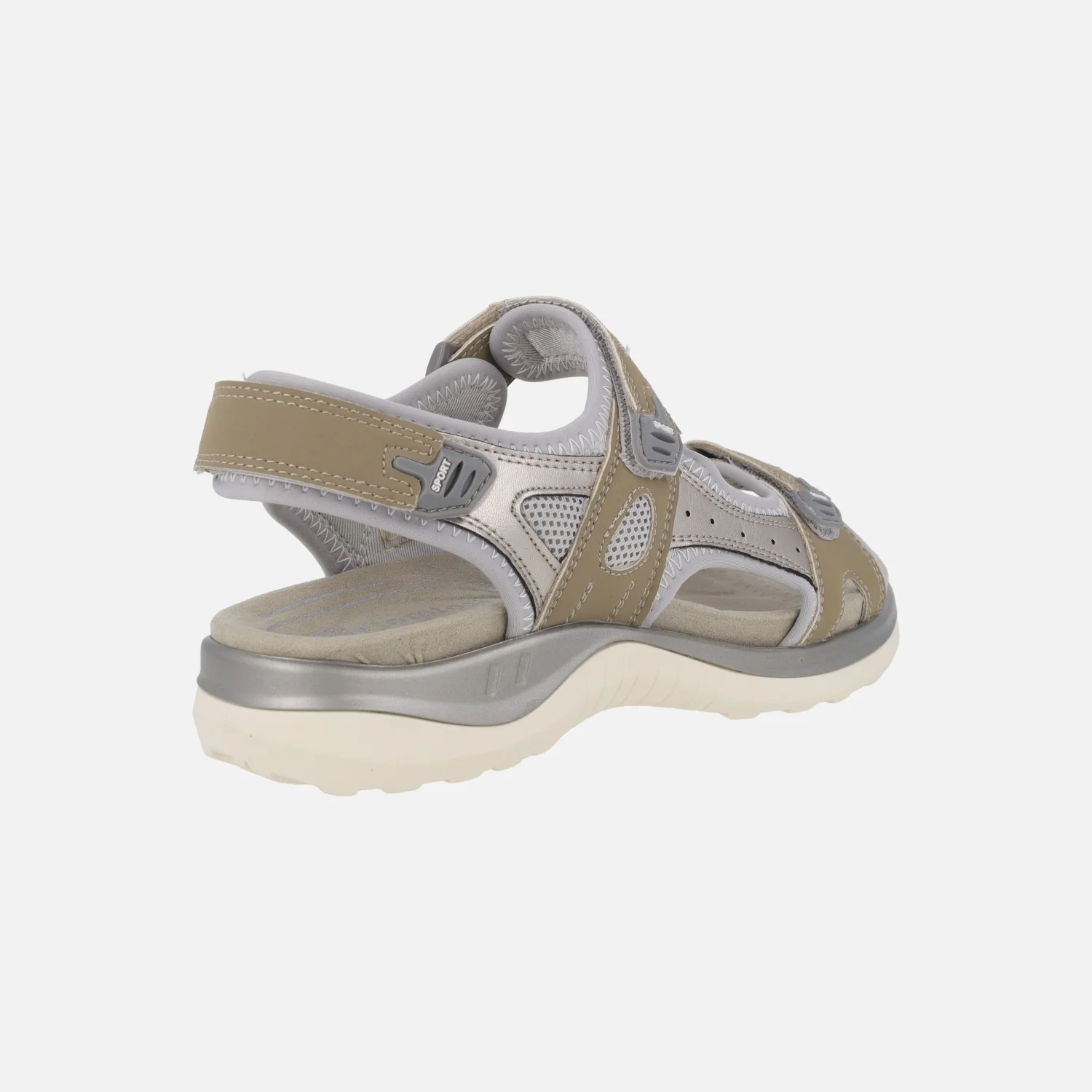 Sandalias deportivas con velcros en combinado taupe y metalizado - Image 4