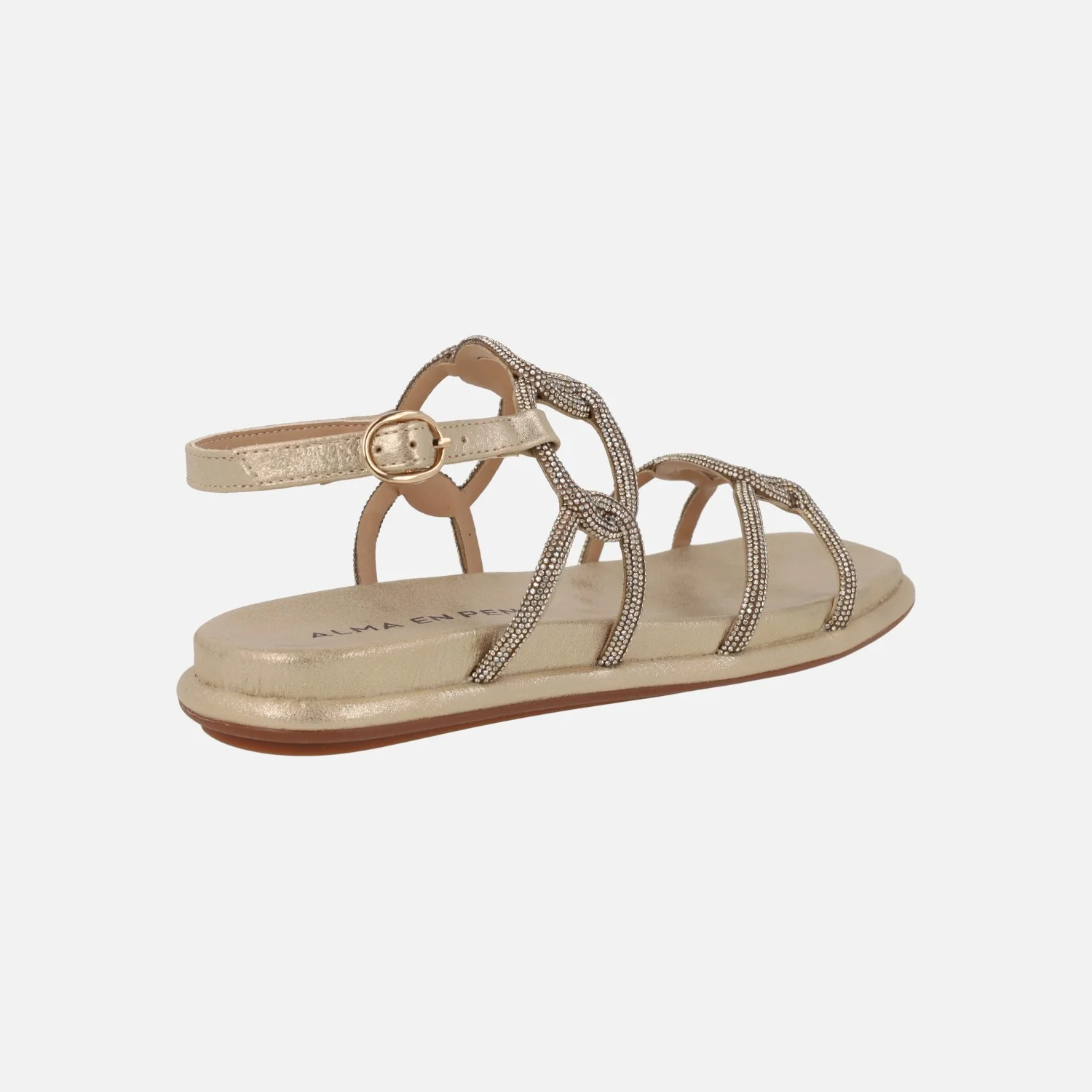 Sandalias doradas con eslabones de strass entrelazados - Image 3