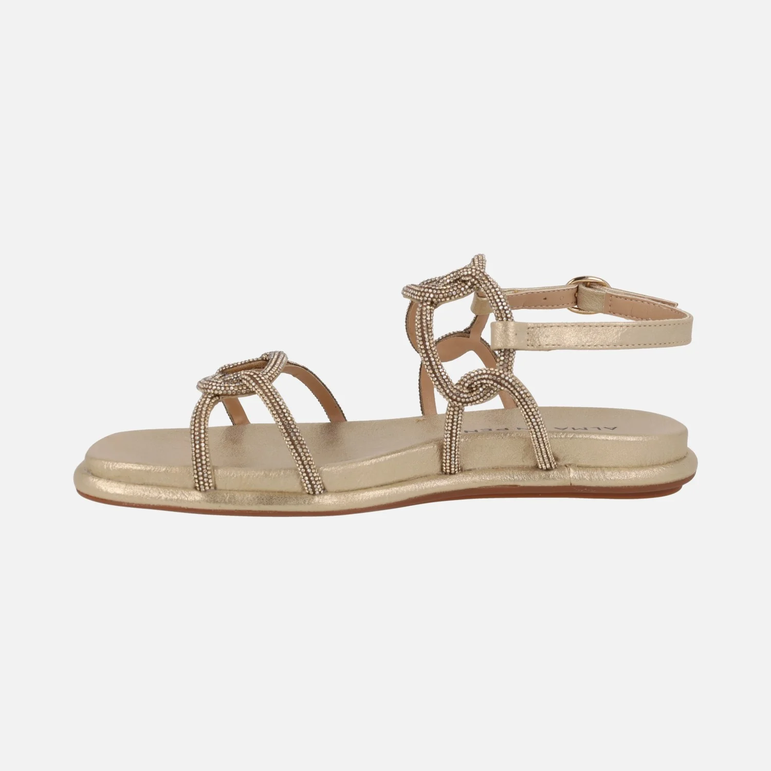 Sandalias doradas con eslabones de strass entrelazados - Image 4