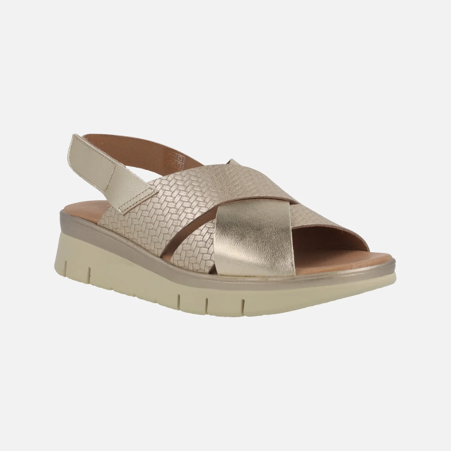 Sandalias doradas de piel con piezas efecto trenzado - Image 2