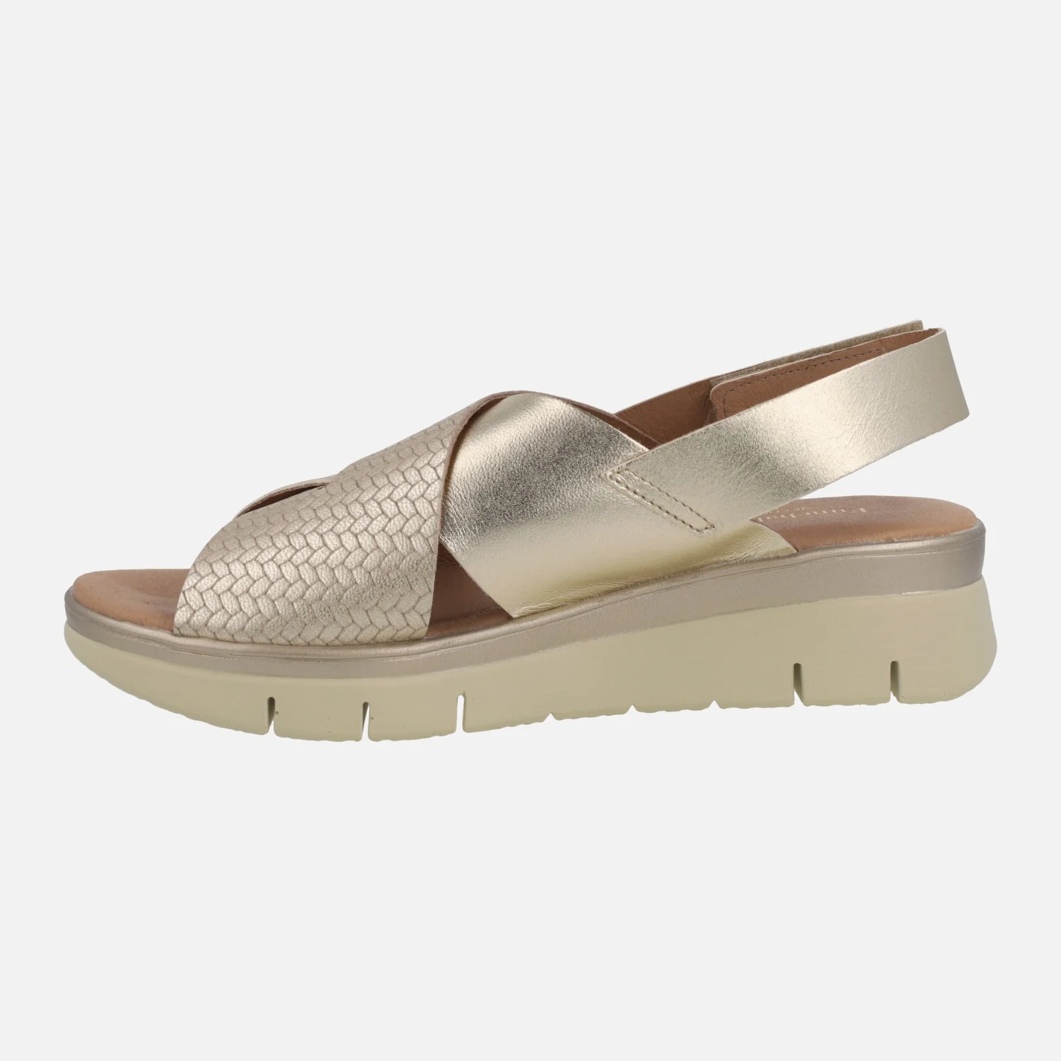 Sandalias doradas de piel con piezas efecto trenzado - Image 3