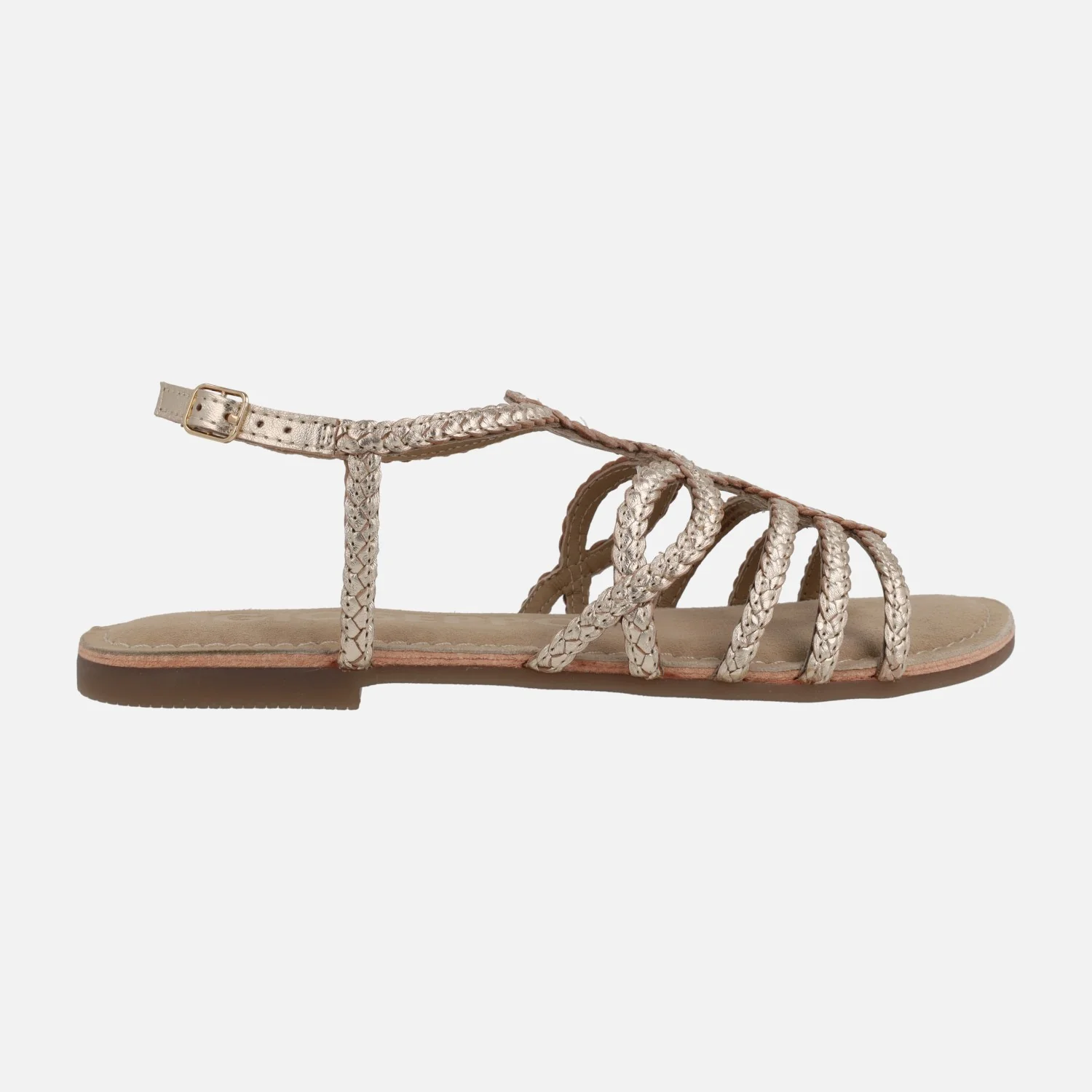 Sandalias doradas de piel trenzada Yakima