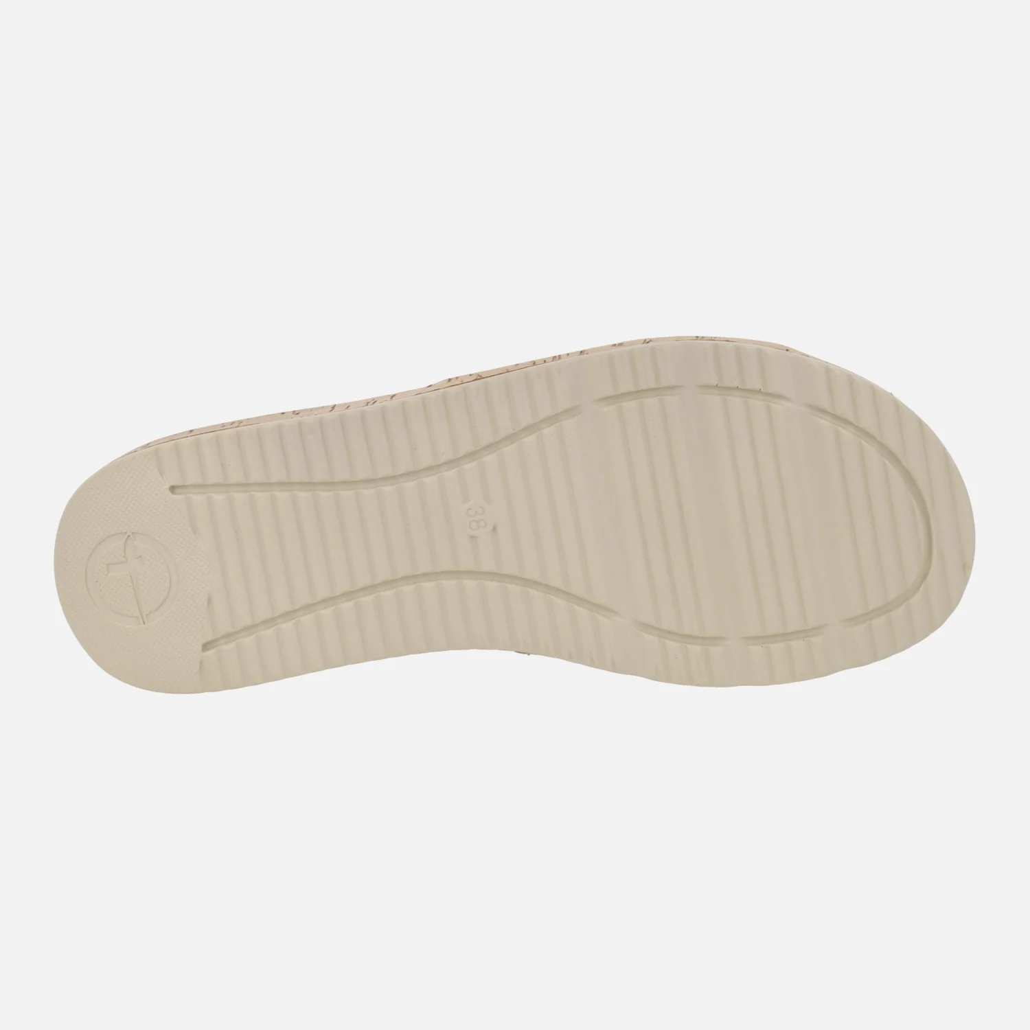 Sandalias en ante beige con hebilla circular efecto rafia - Image 6