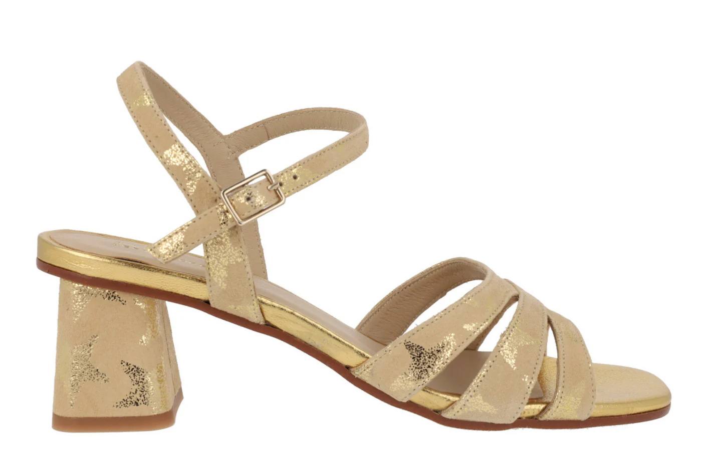Sandalias en ante camel con estrellas doradas - Image 2
