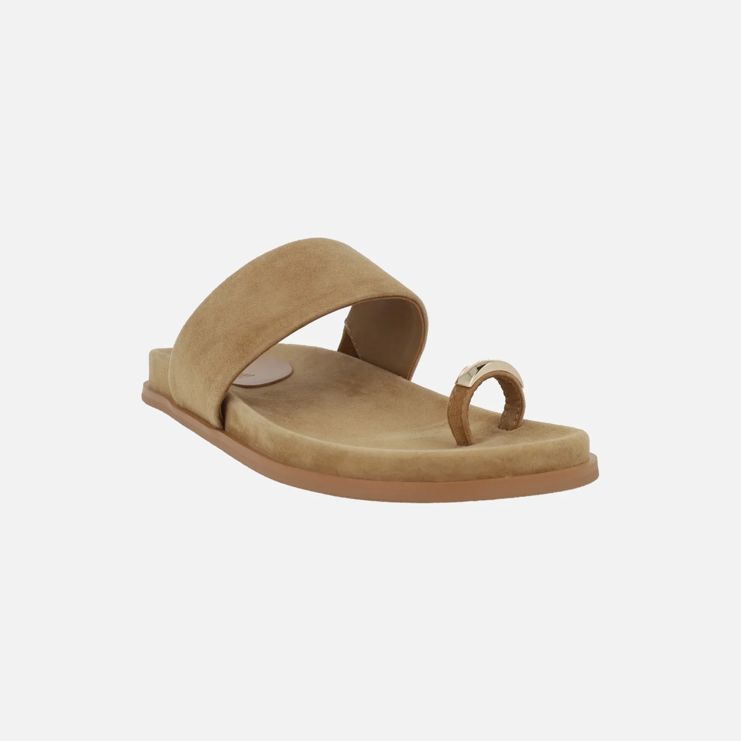 Sandalias en ante camel con pieza para dedo efecto anillo Hilton - Image 2