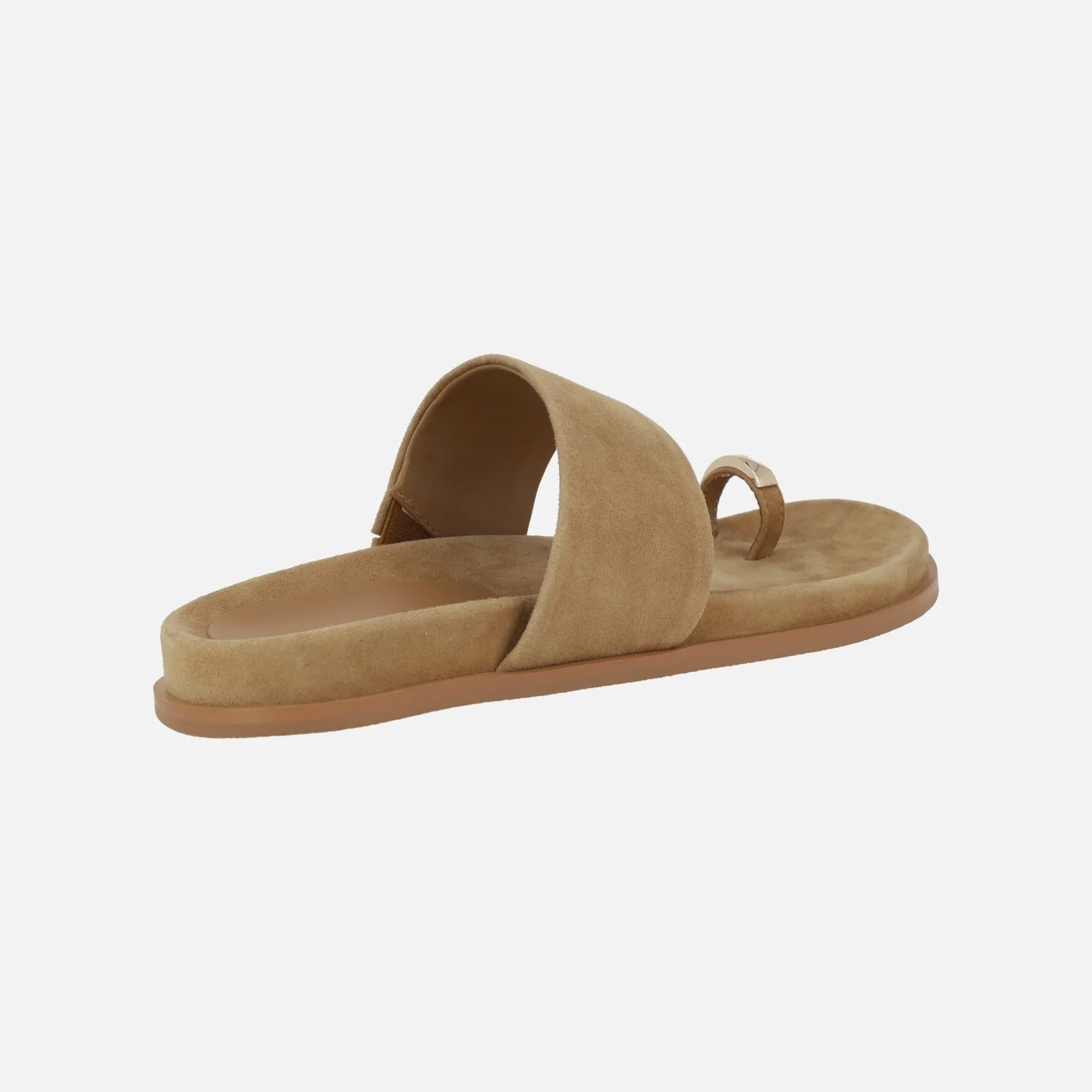 Sandalias en ante camel con pieza para dedo efecto anillo Hilton - Image 3