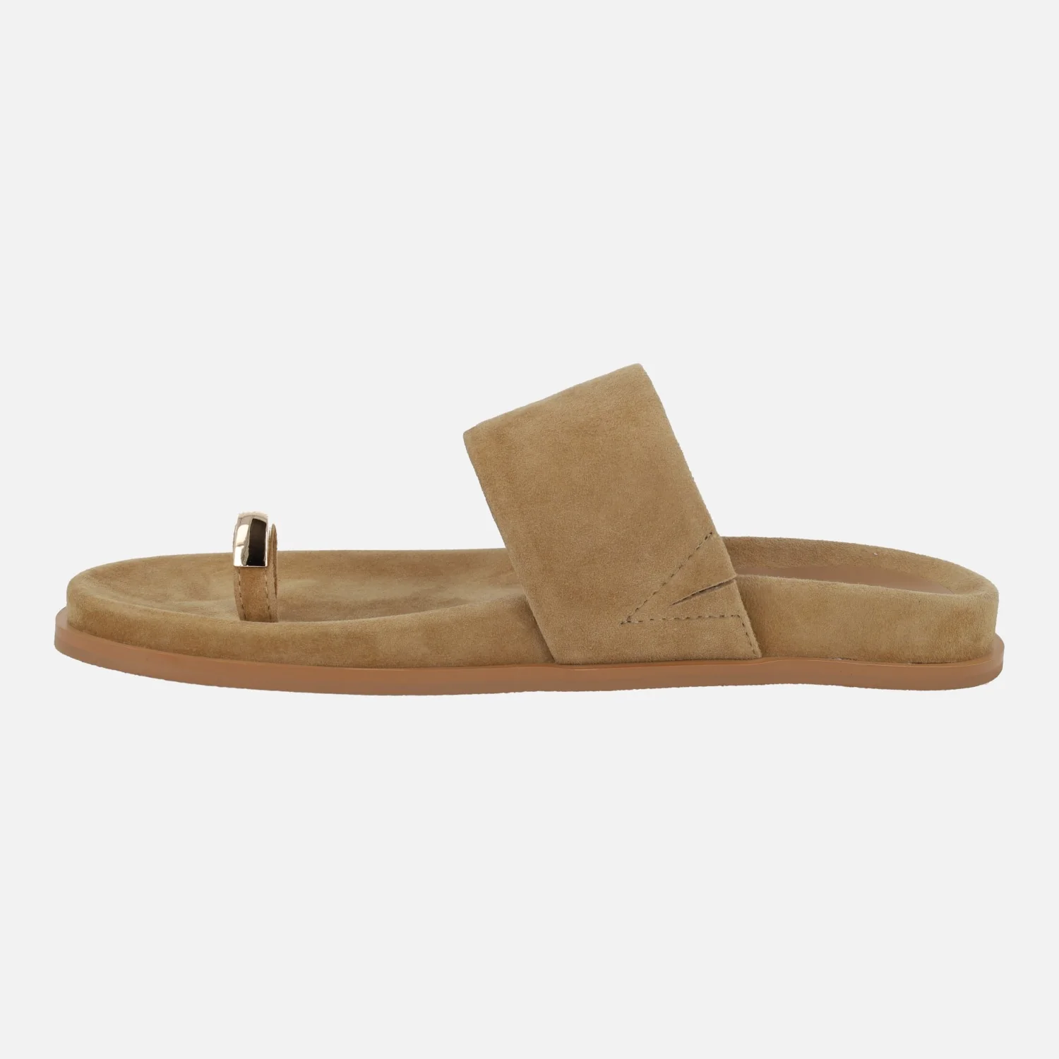 Sandalias en ante camel con pieza para dedo efecto anillo Hilton - Image 4