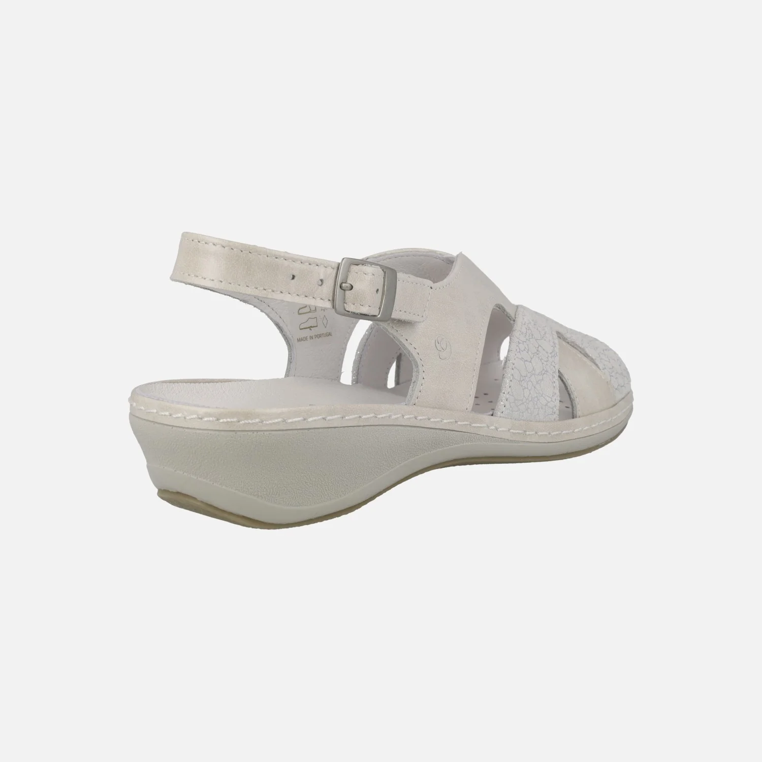 Sandalias en combinado nacarado blanco con tira de hebilla al talón - Image 4