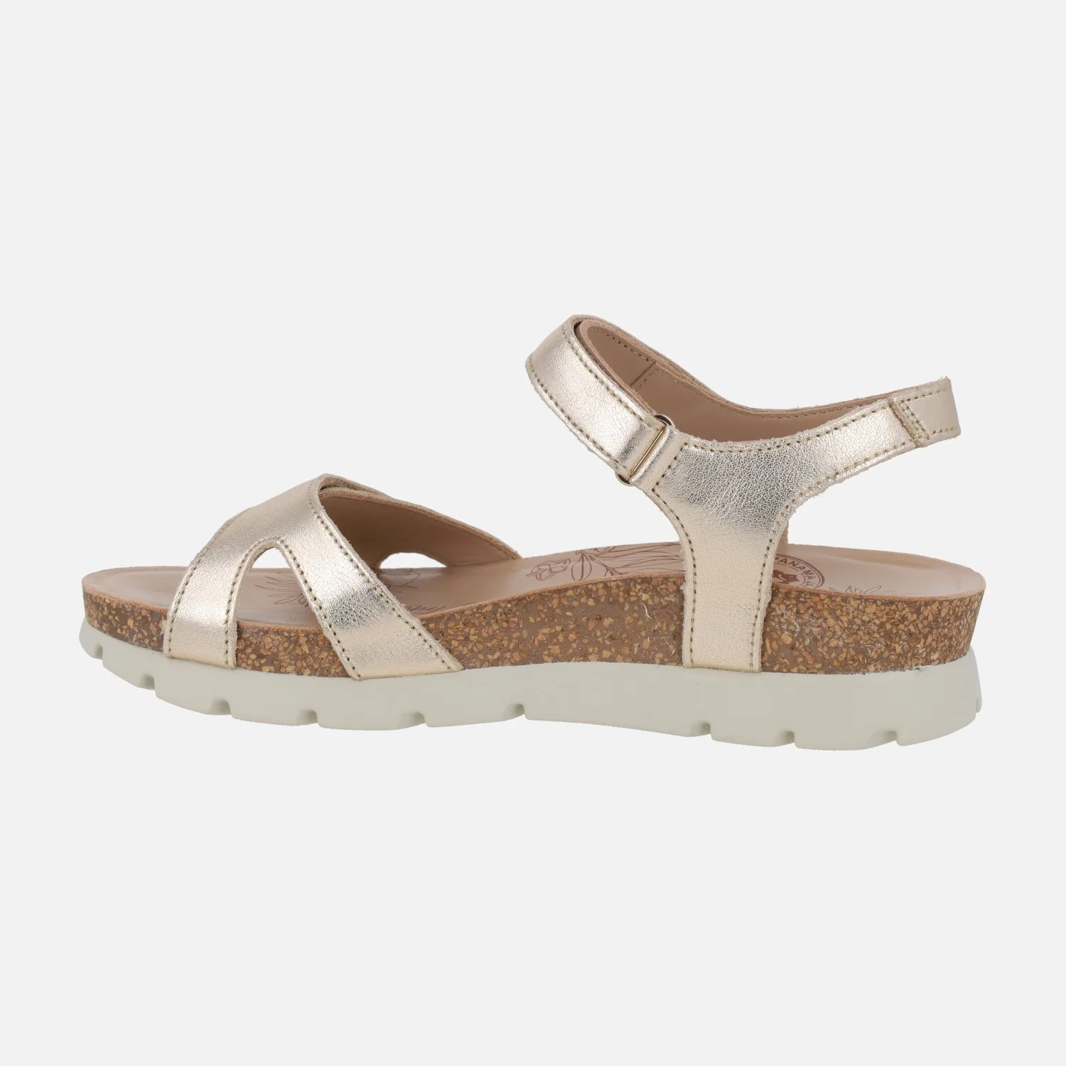 Sandalias en piel metalizada oro con cierre de velcro Sulia Shine - Image 3