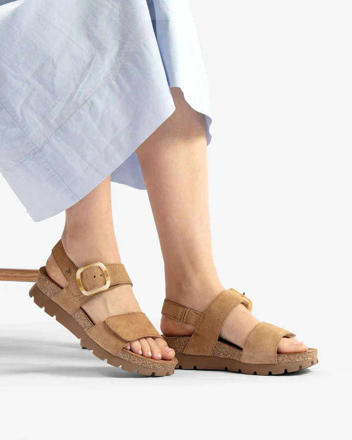 Sandalias en serraje cuero Sara con cierre de velcro - Image 2