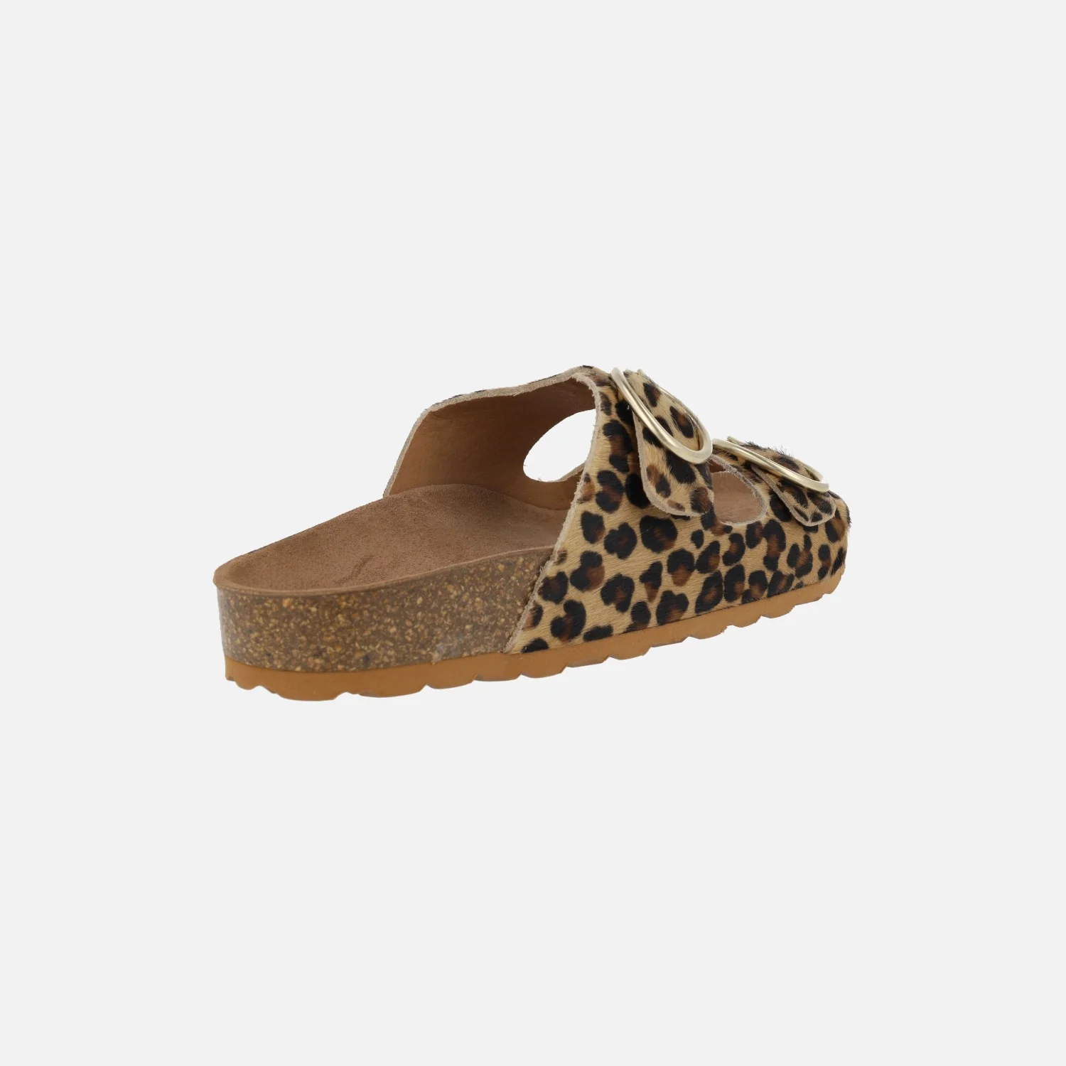 Sandalias estilo bio en piel animal print leopardo con hebillas doradas - Image 4