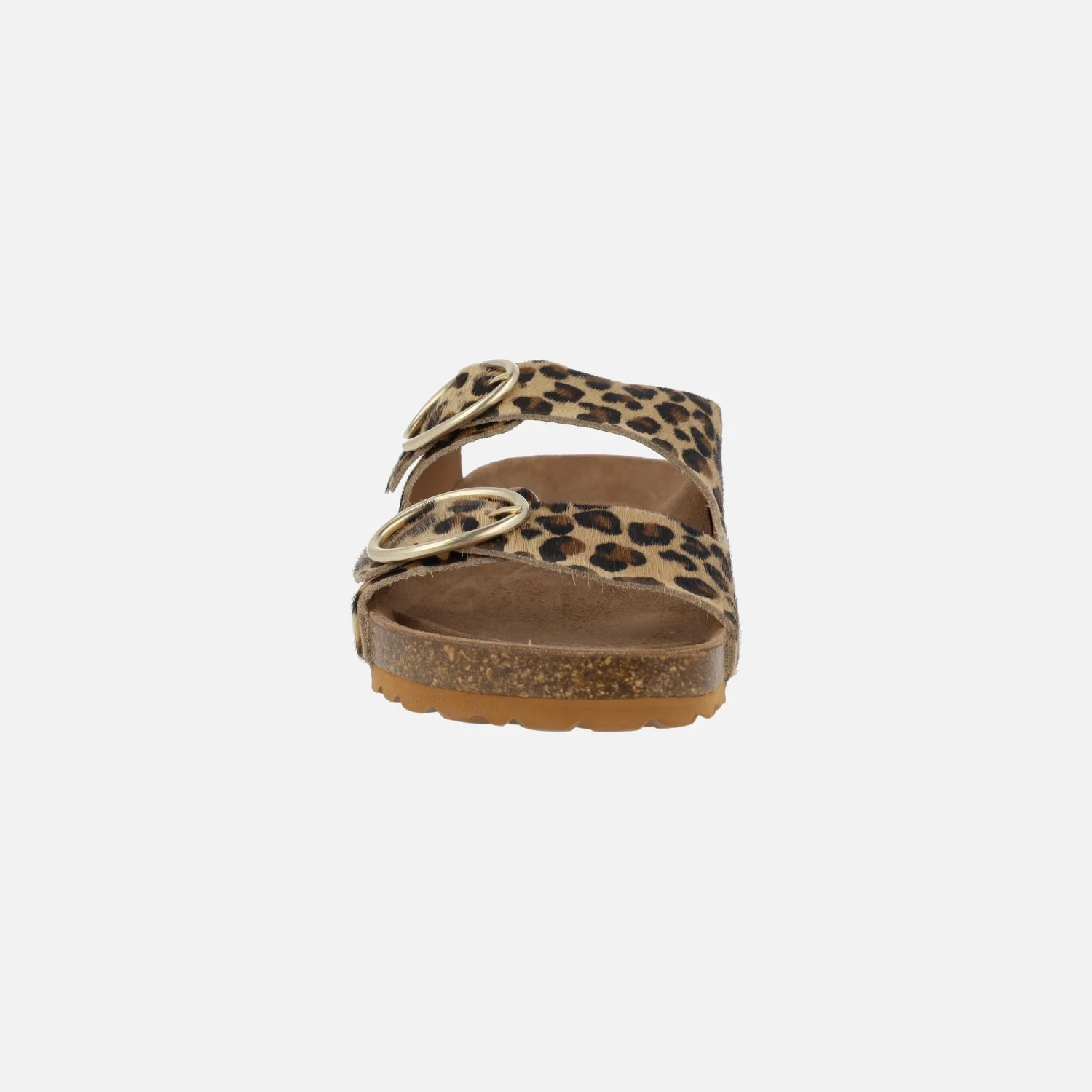 Sandalias estilo bio en piel animal print leopardo con hebillas doradas - Image 5