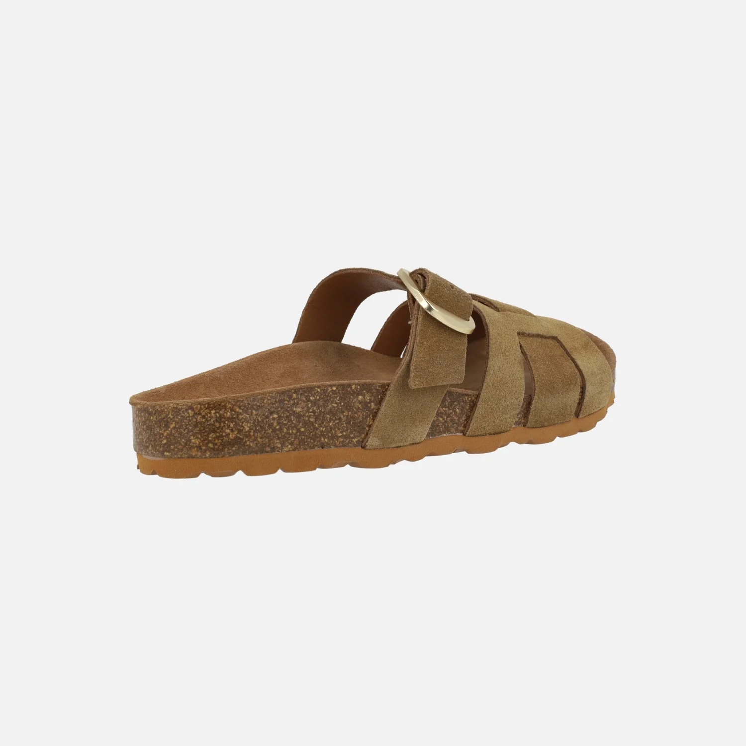 Sandalias estilo bios en serraje camel con hebilla - Image 4