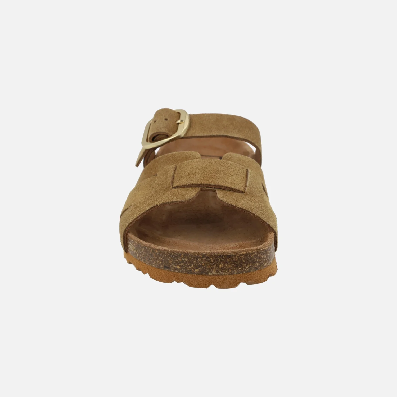 Sandalias estilo bios en serraje camel con hebilla - Image 5