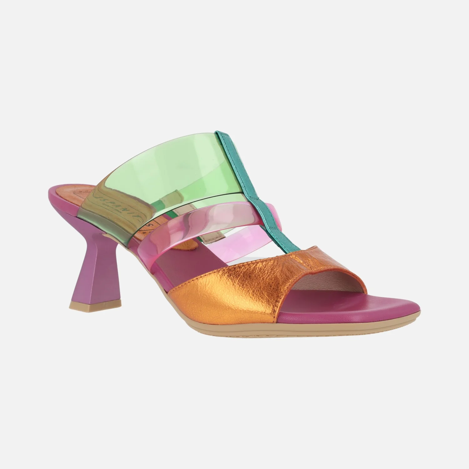 Sandalias estilo mules combinadas en piel y vinilo - Image 2