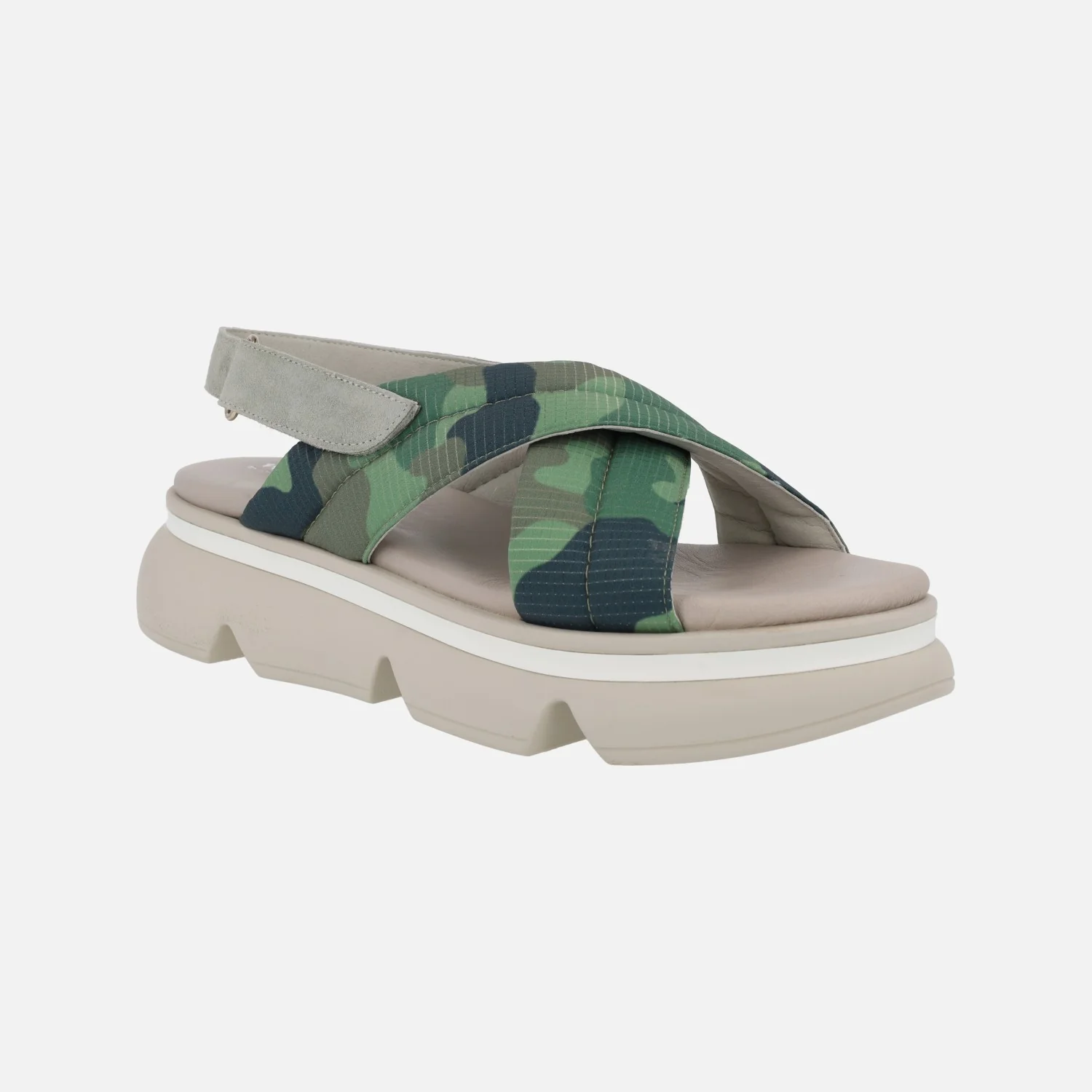 Sandalias Jena verdes en tejido camuflaje con piso volúmen - Image 2