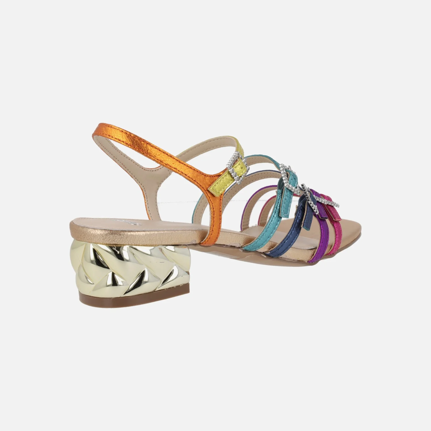 Sandalias joya Katy con tiras multicolor y tacón metálico - Image 4
