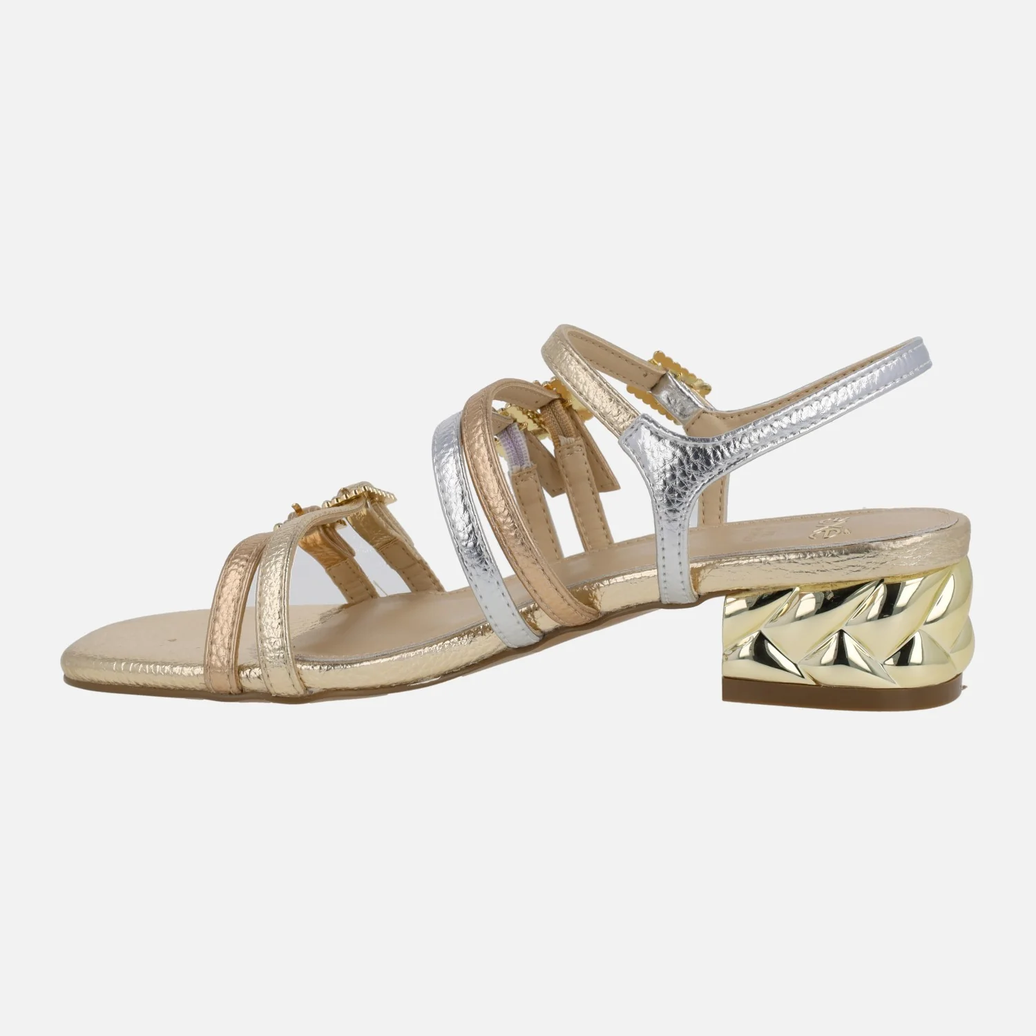 Sandalias joya Katy con tiras multicolor y tacón metálico - Image 9
