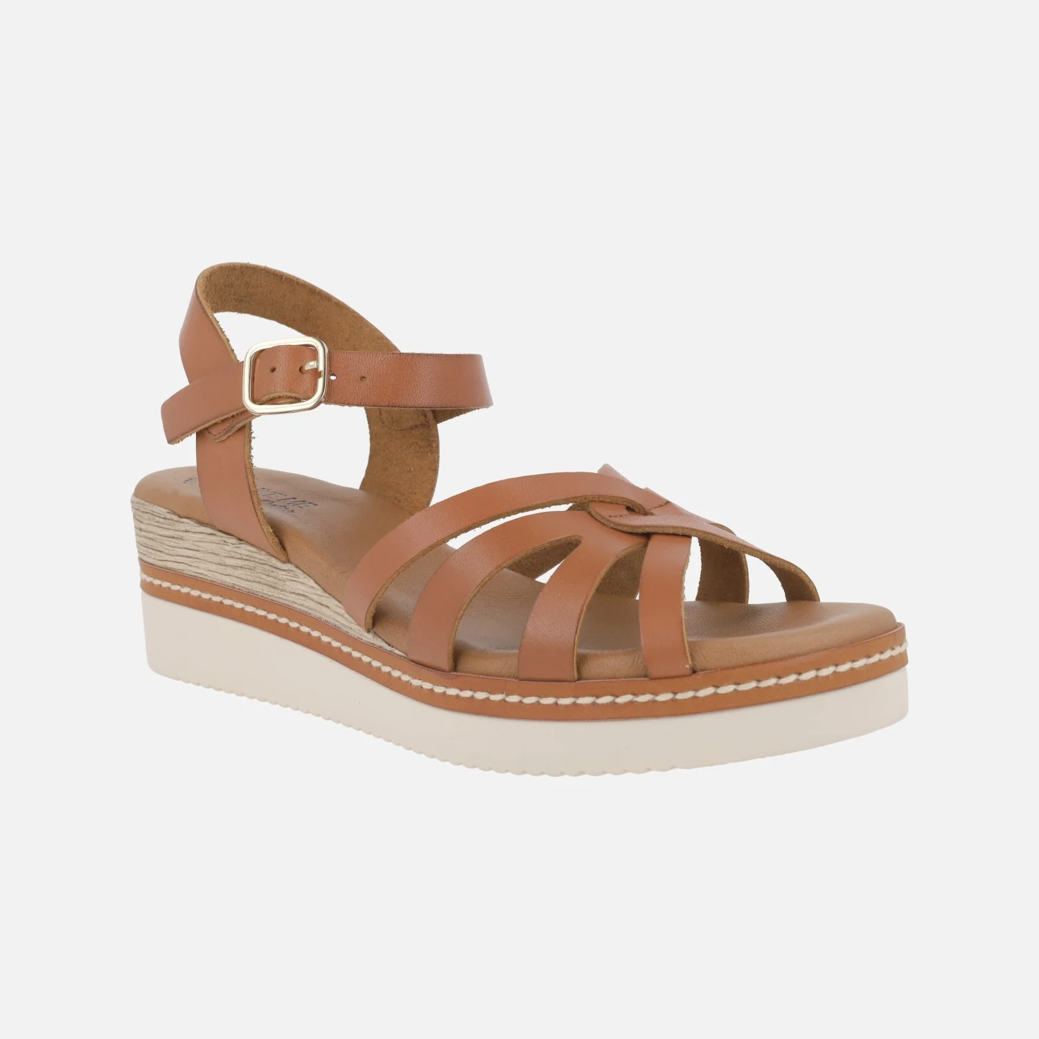 Sandalias marrones de piel con pulsera al tobillo y cierre de hebilla - Image 2