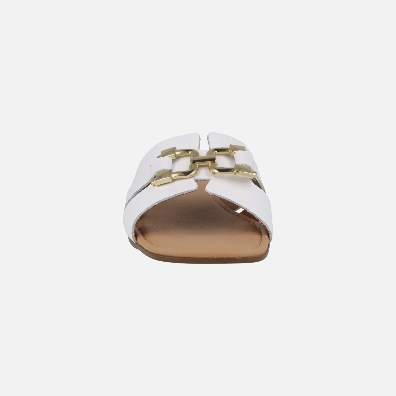 Sandalias planas de piel con adorno dorado - Image 11
