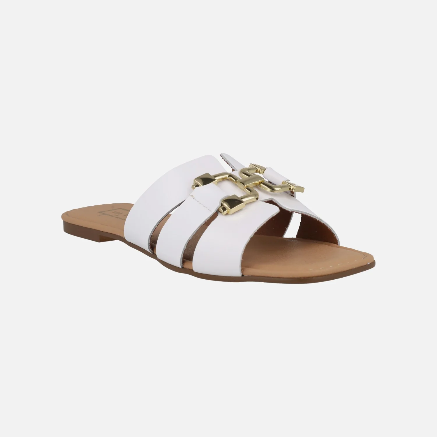 Sandalias planas de piel con adorno dorado - Image 8