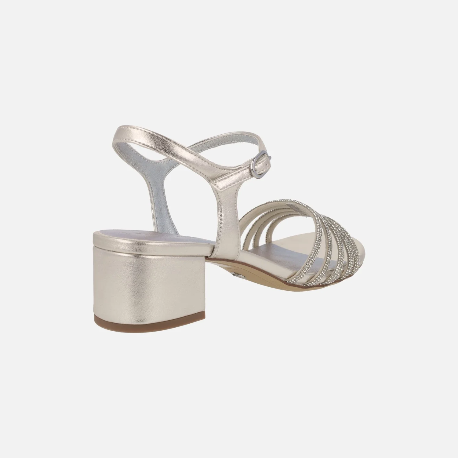 Sandalias metalizadas con tacón ancho y tiras de strass - Image 10