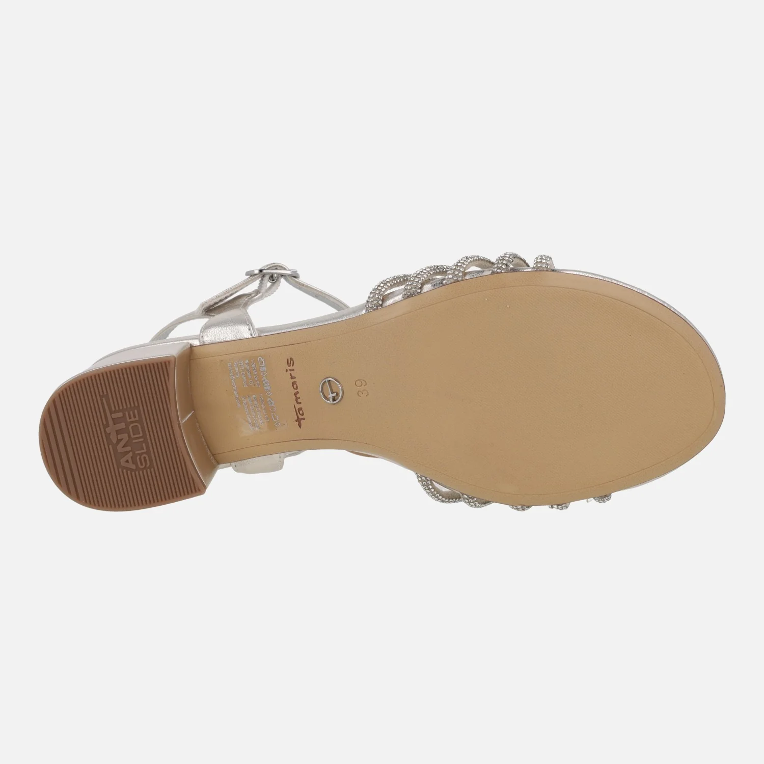 Sandalias metalizadas con tacón ancho y tiras de strass - Image 12