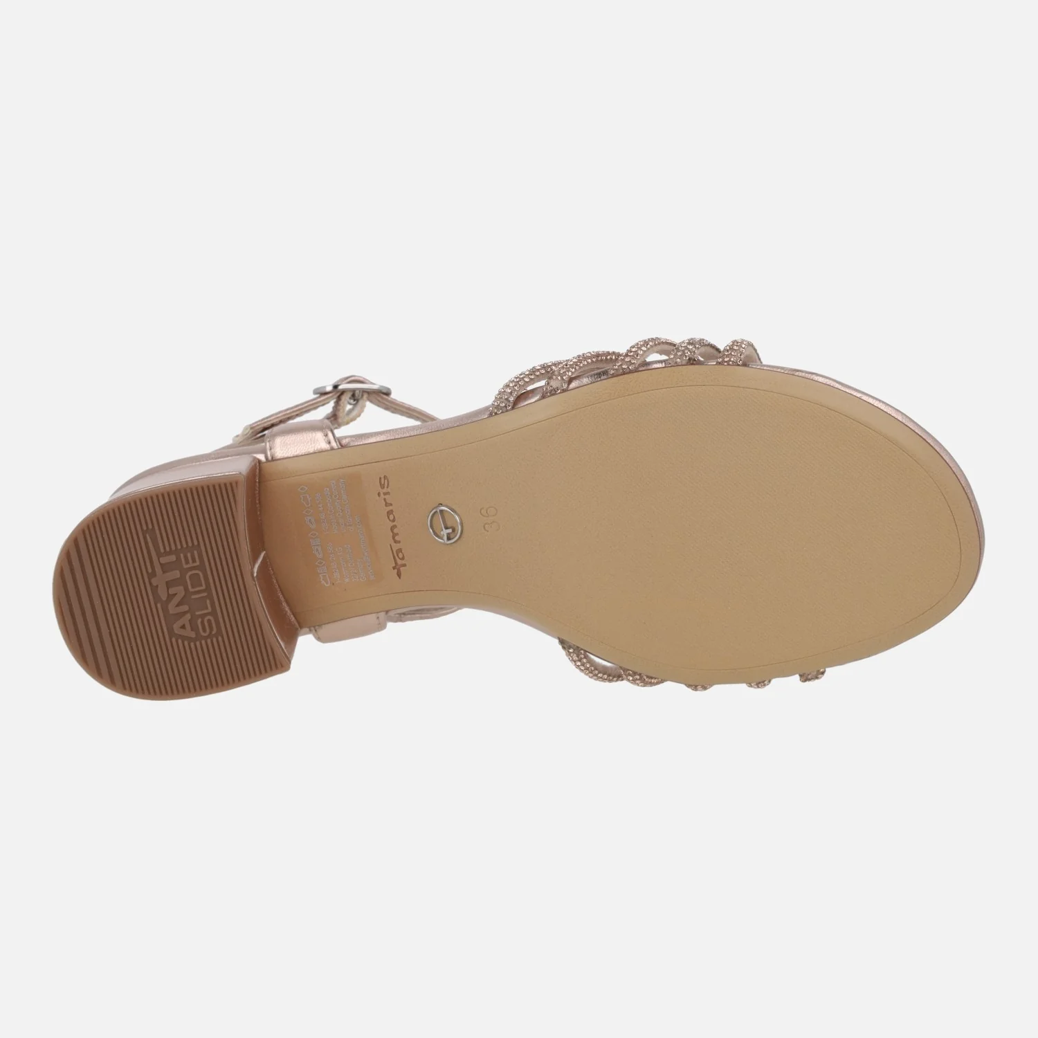 Sandalias metalizadas con tacón ancho y tiras de strass - Image 6