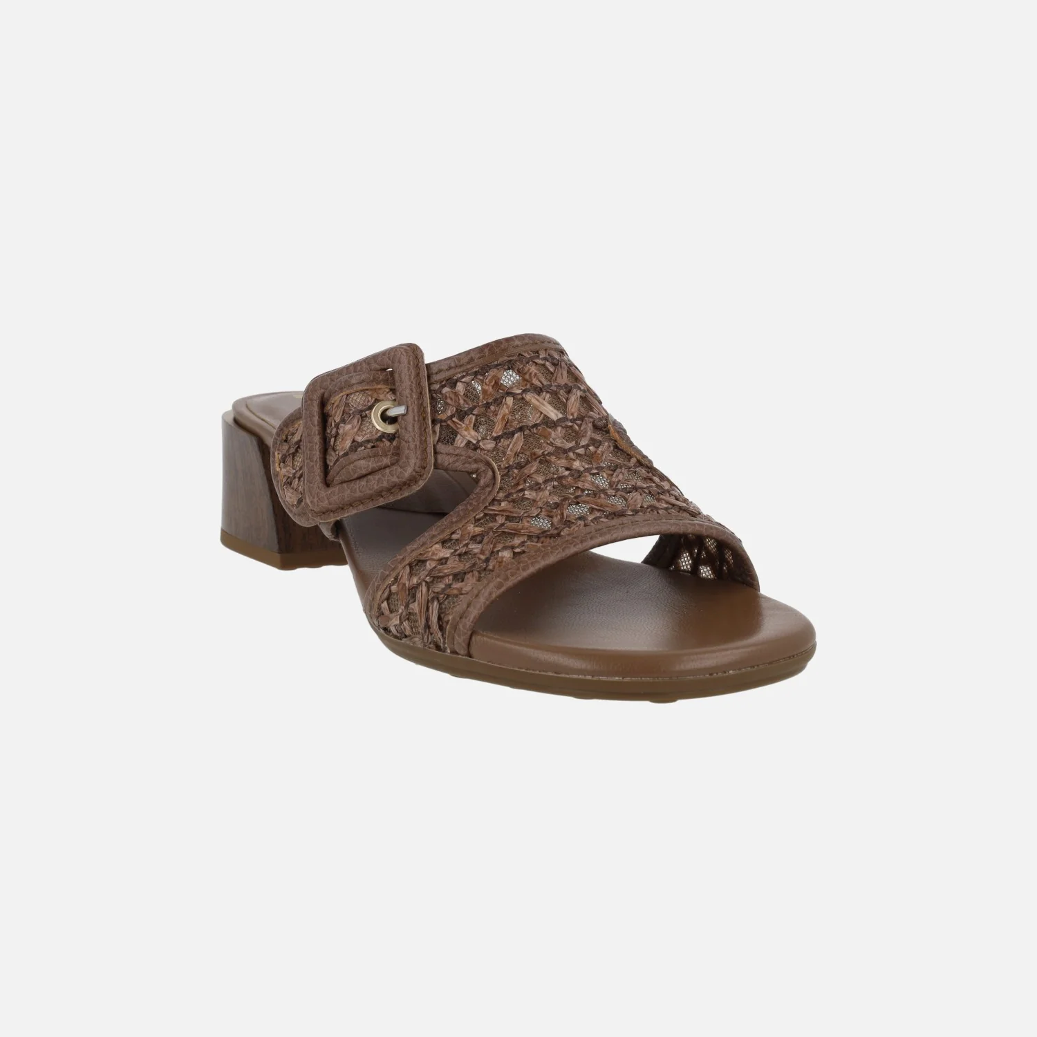 Sandalias mules con hebilla Tulipan en piel y rafia - Image 2