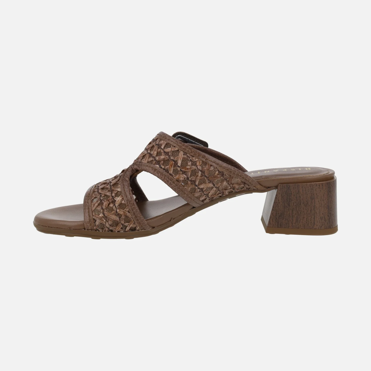 Sandalias mules con hebilla Tulipan en piel y rafia - Image 3
