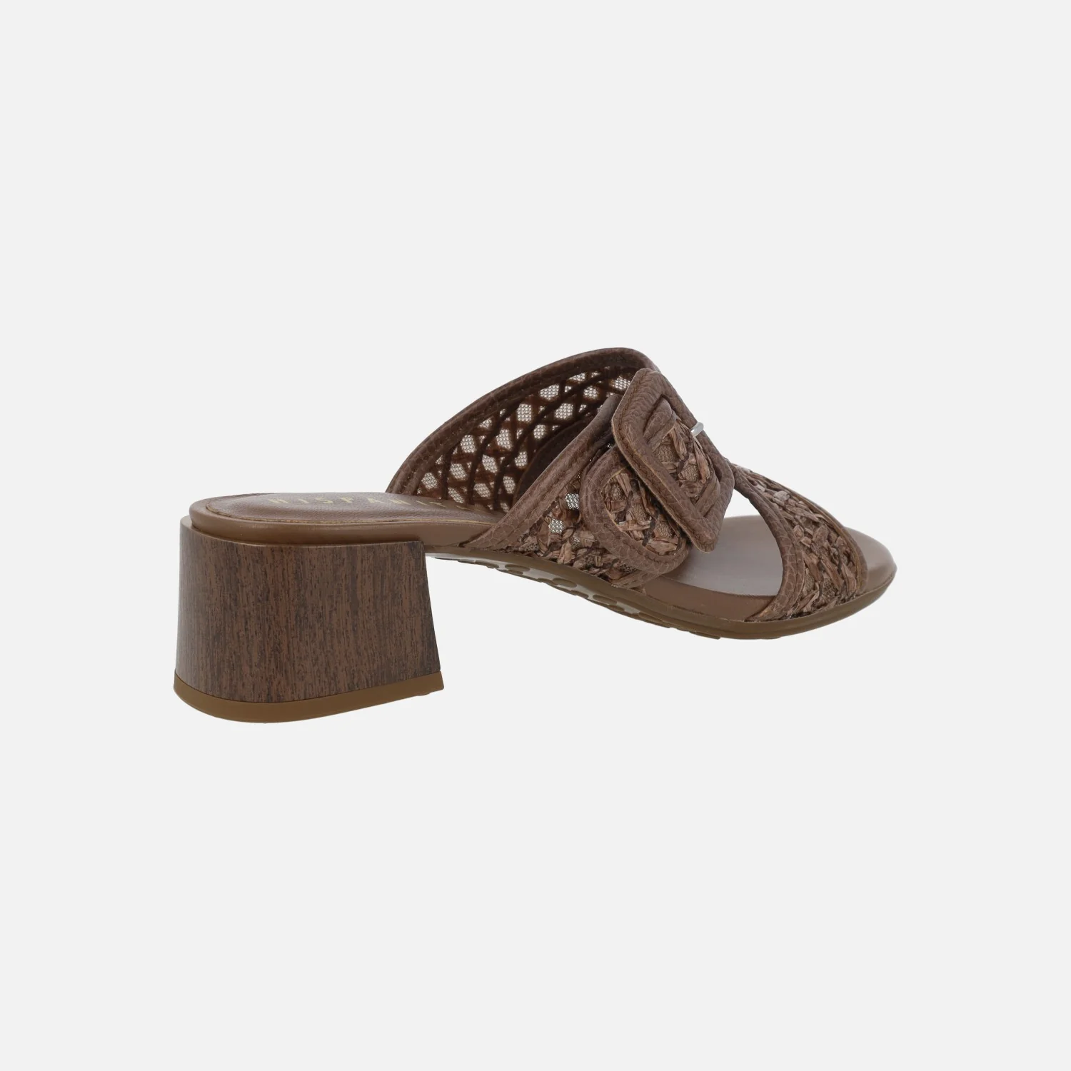 Sandalias mules con hebilla Tulipan en piel y rafia - Image 4