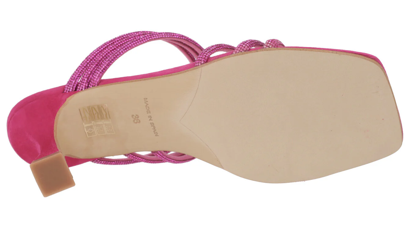 Sandalias mules de ante con tiras de strass Paola - Image 4