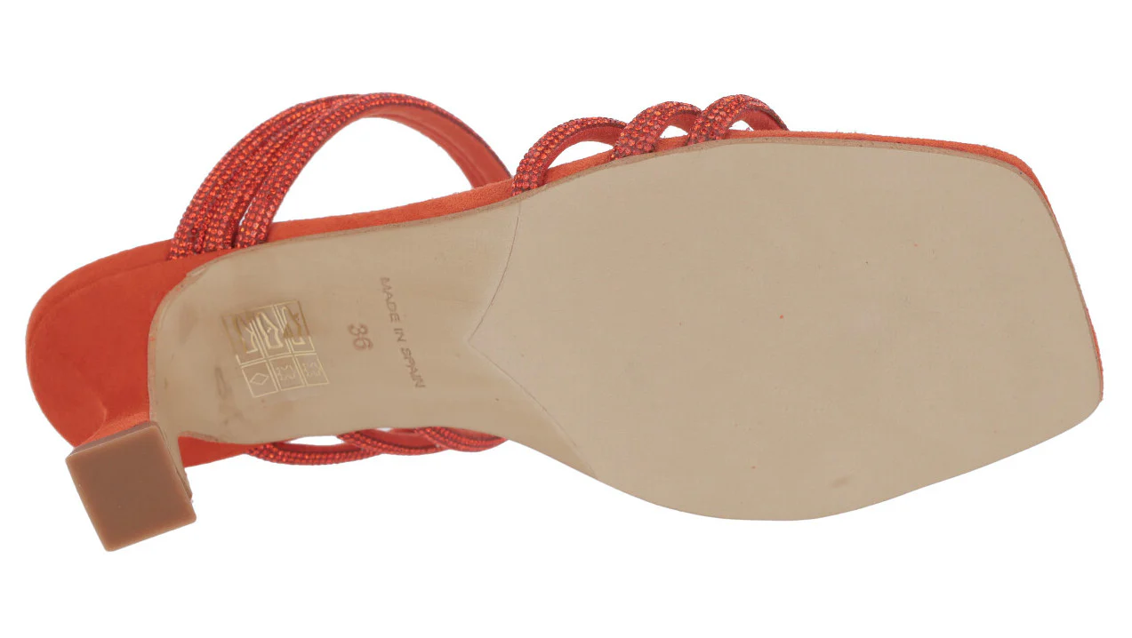 Sandalias mules de ante con tiras de strass Paola - Image 9