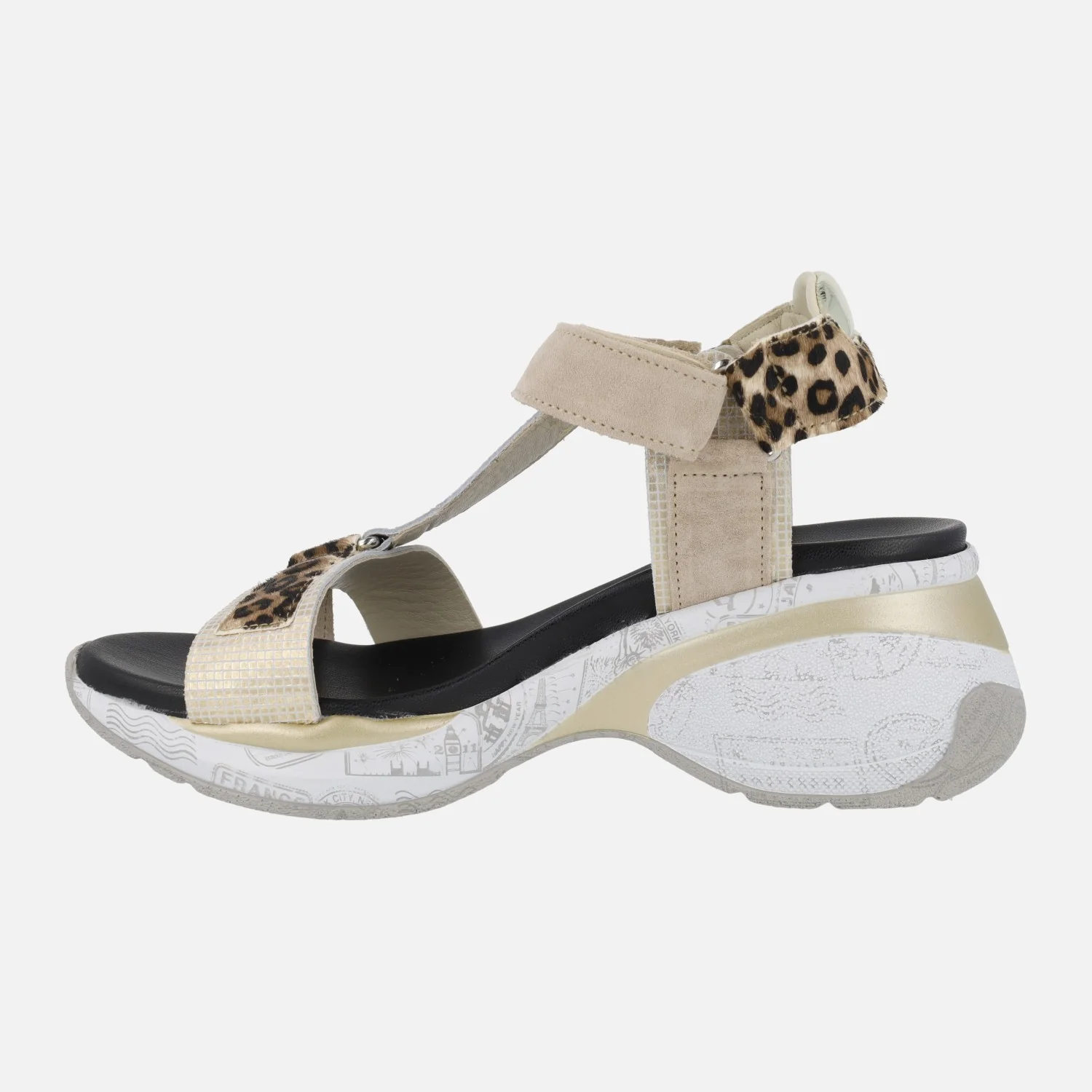 Sandalias multi material con detalles en leopardo y cierre de velcro - Image 3