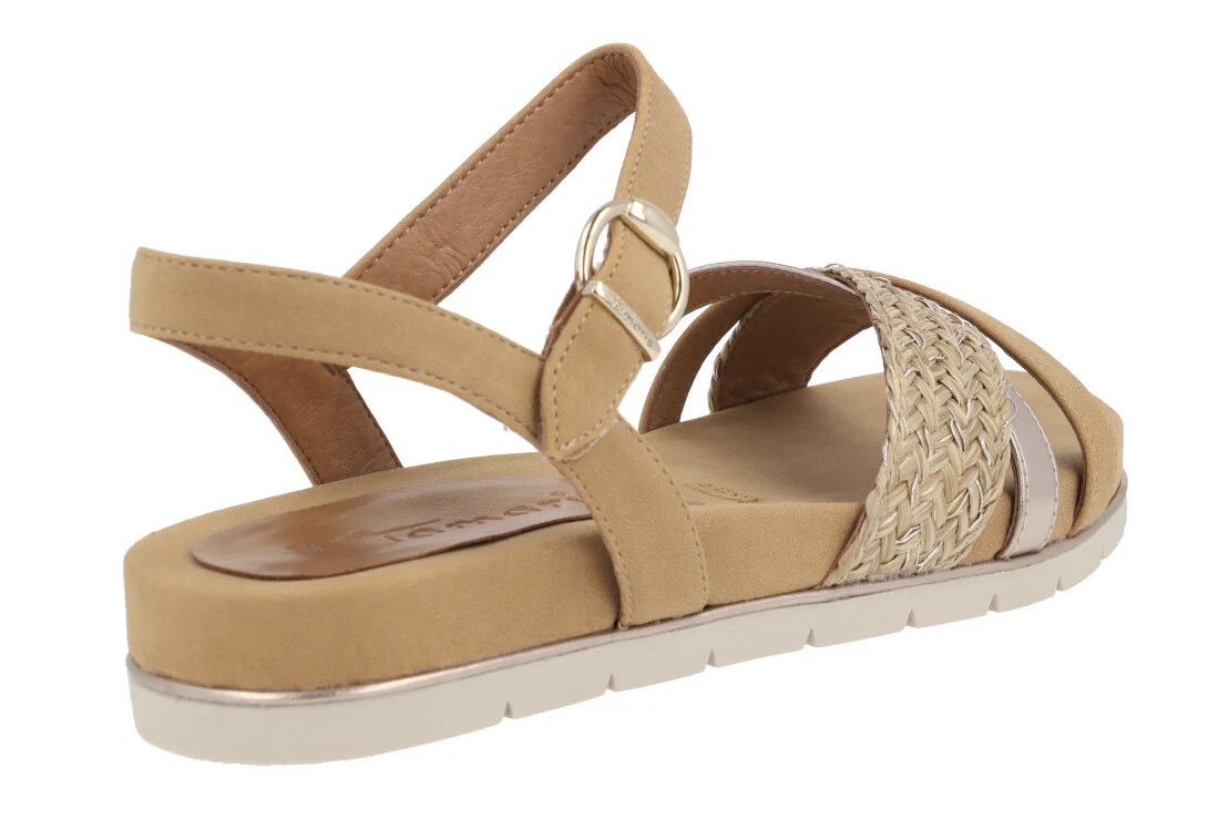 Sandalias multimaterial en combinado camel para mujer - Image 4