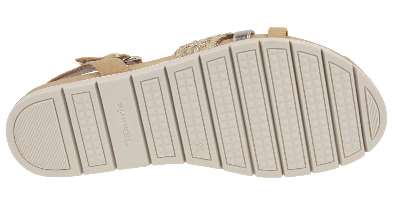 Sandalias multimaterial en combinado camel para mujer - Image 5