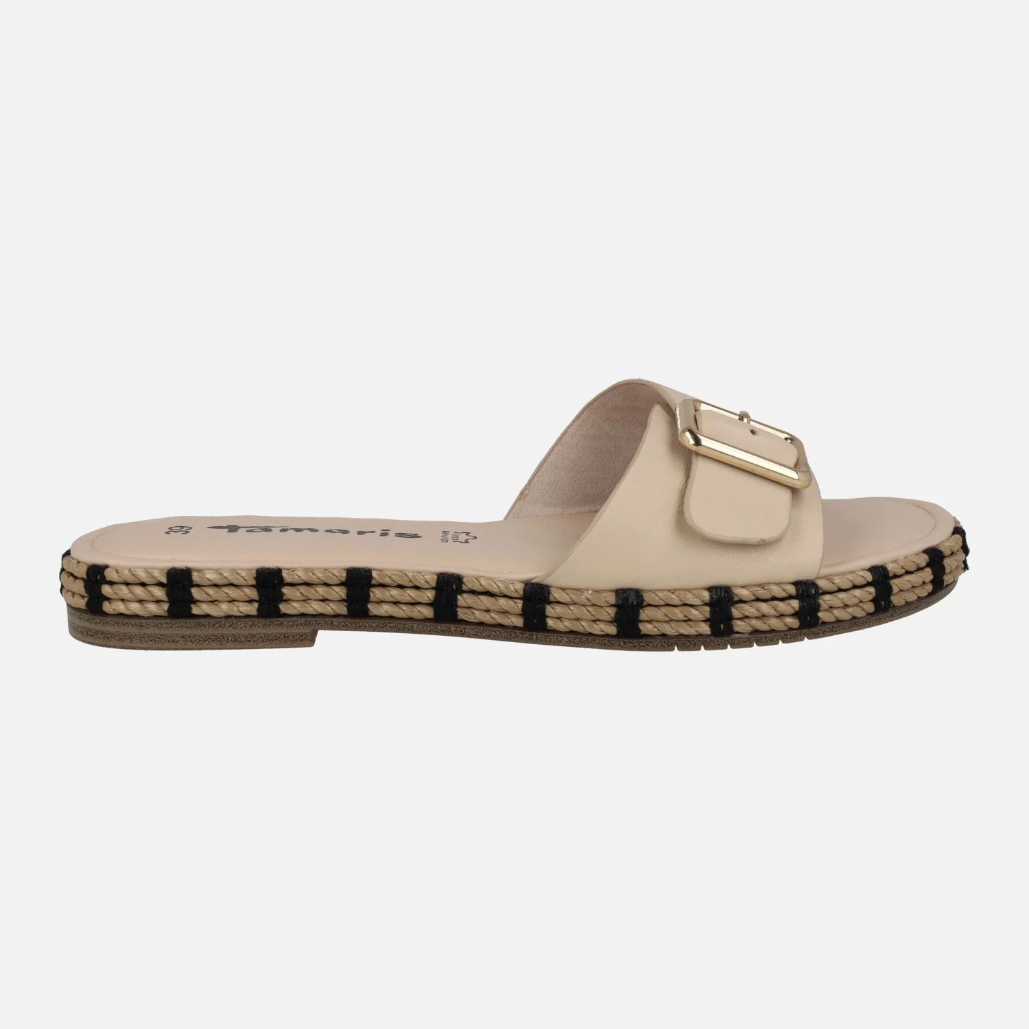 Sandalias de piel con hebilla y piso de rafia - Image 6