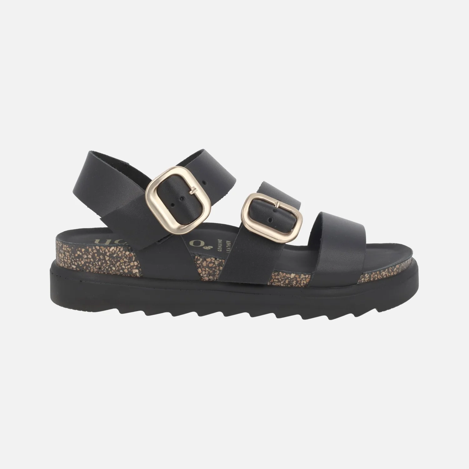 Sandalias negras de piel con hebillas doradas Tunez 127