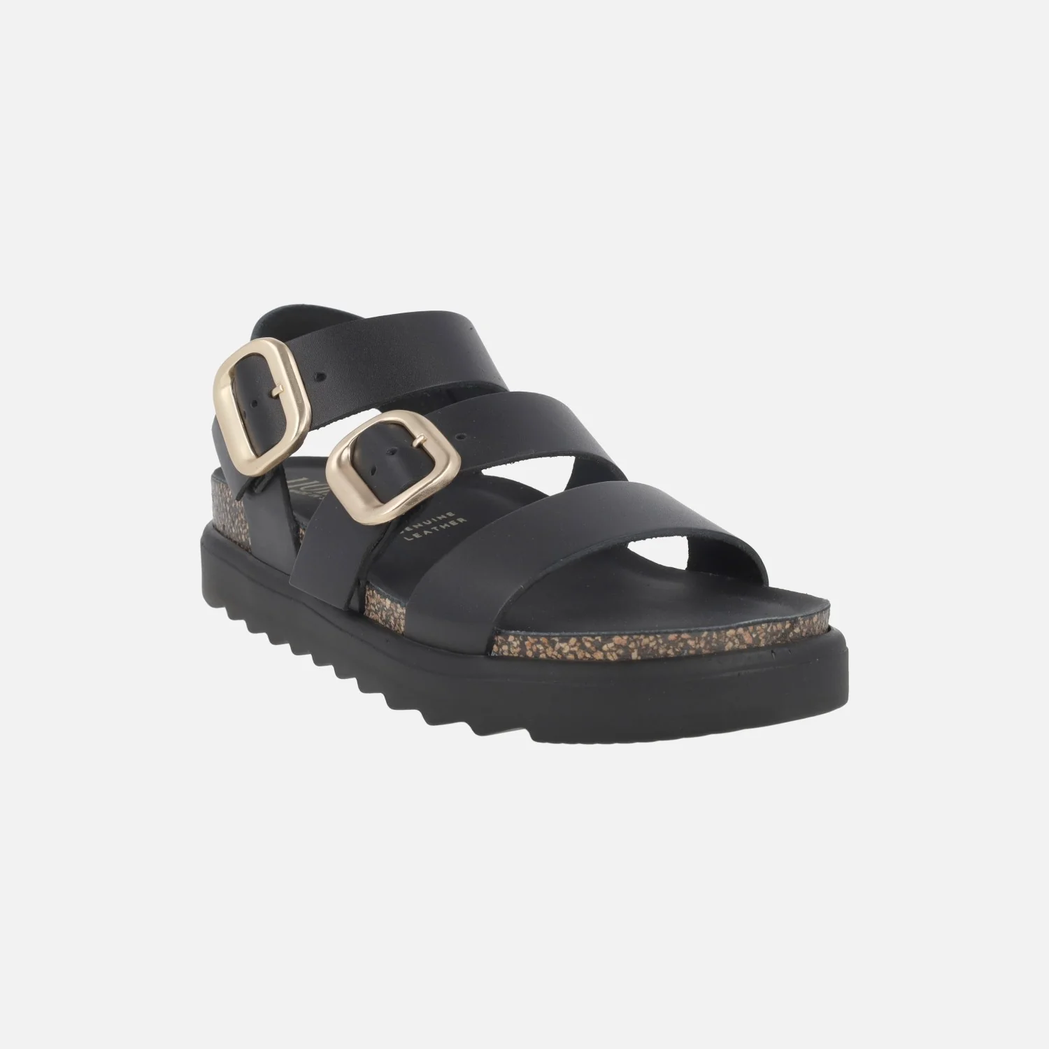 Sandalias negras de piel con hebillas doradas Tunez 127 - Image 2