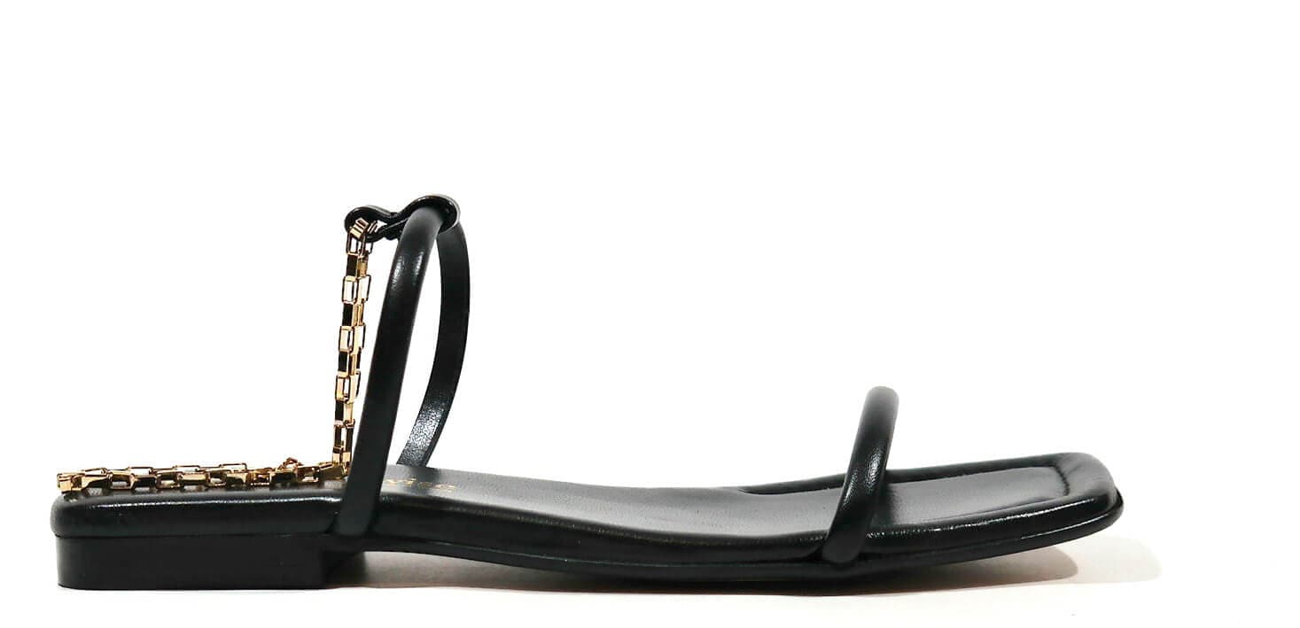 Sandalias negras con pulsera dorada al tobillo para mujer - Image 5