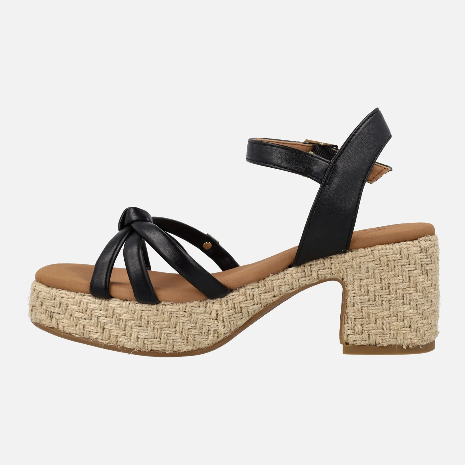 Sandalias negras con tacón y plataforma de yute Tyrol Manchester - Image 4