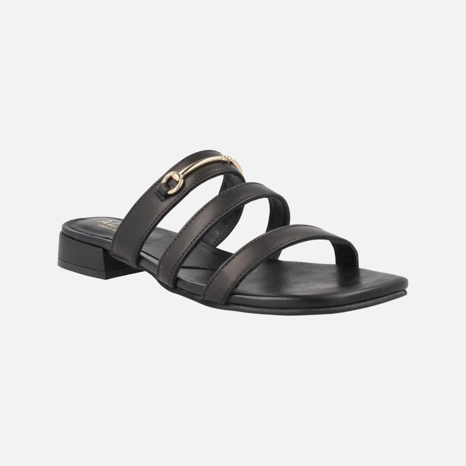 Sandalias negras con triple tira y adorno metálico Amalfi - Image 2