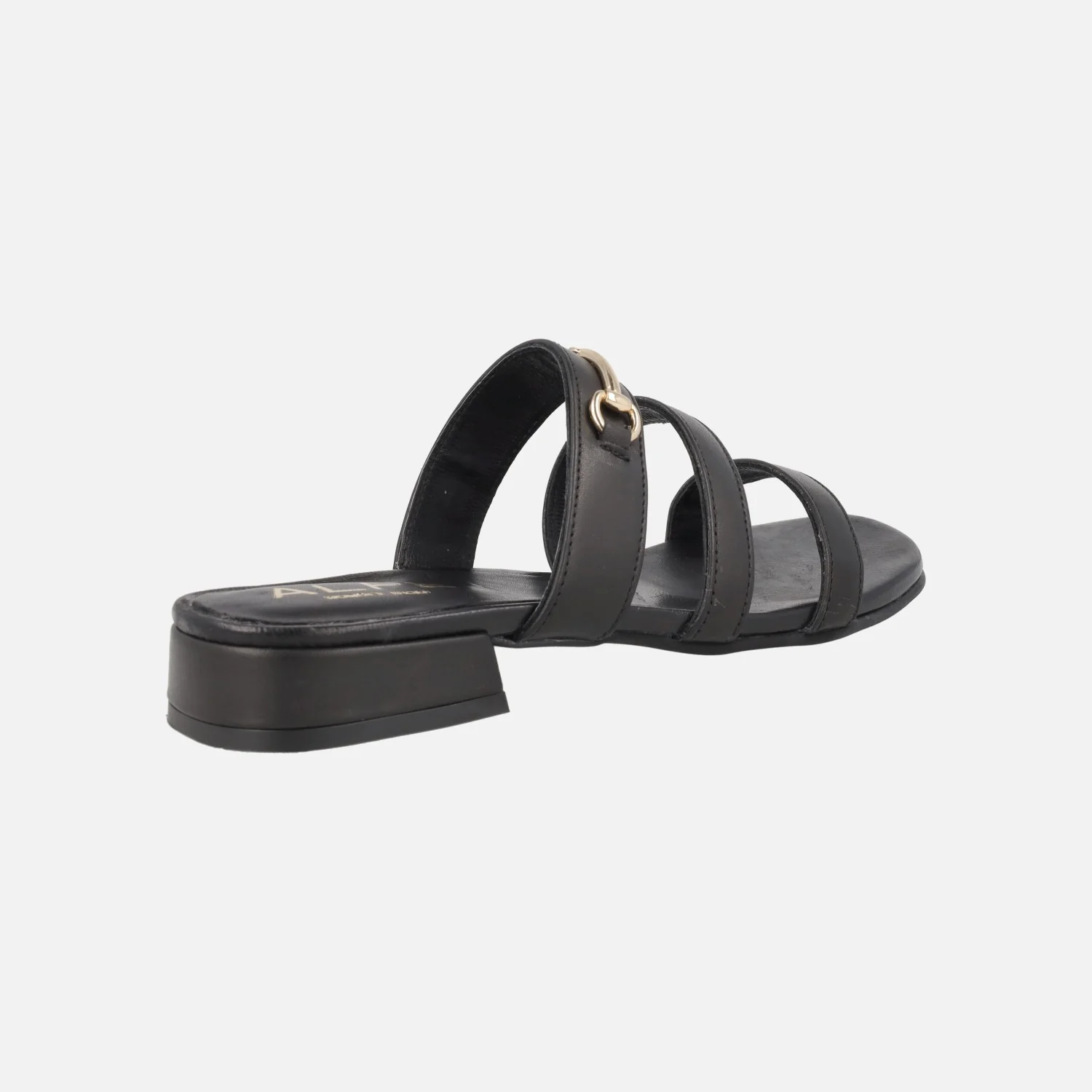 Sandalias negras con triple tira y adorno metálico Amalfi - Image 3