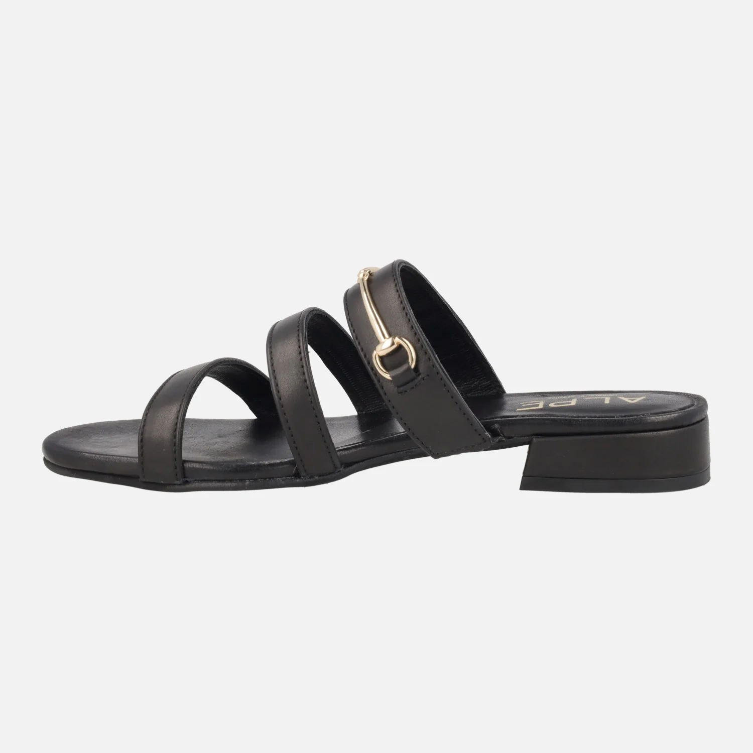 Sandalias negras con triple tira y adorno metálico Amalfi - Image 4