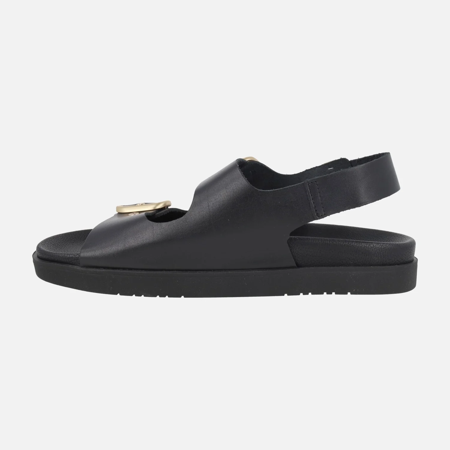 Sandalias negras de piel con 3 hebillas doradas Morena 253 - Image 3